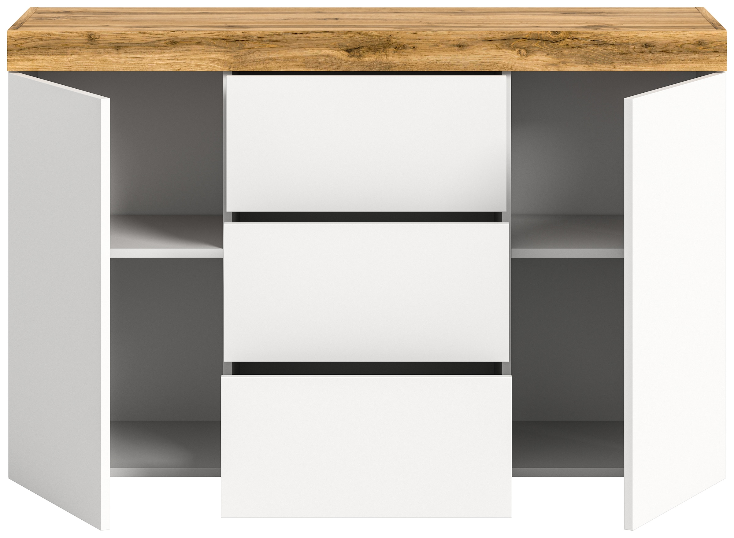 INOSIGN Sideboard »Mambo, Breite 125 cm, grifflose Fronten, 2 Türen, 3 Schubkästen«, 2-farbig, Türen mit push to open, Anrichte, Schrank,Kommode, Wohnmöbel