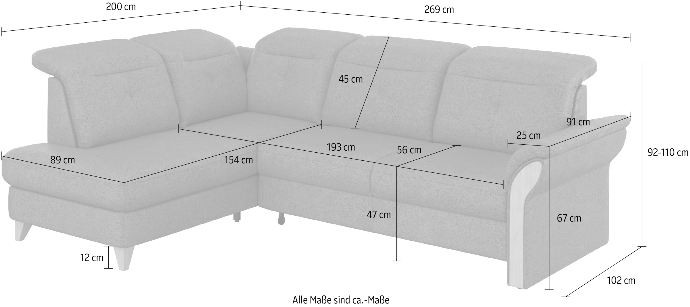 Home affaire Ecksofa »Dangast L-Form«, Kopfteilverstellung, wahlweise mit motorischer Relaxfunktion