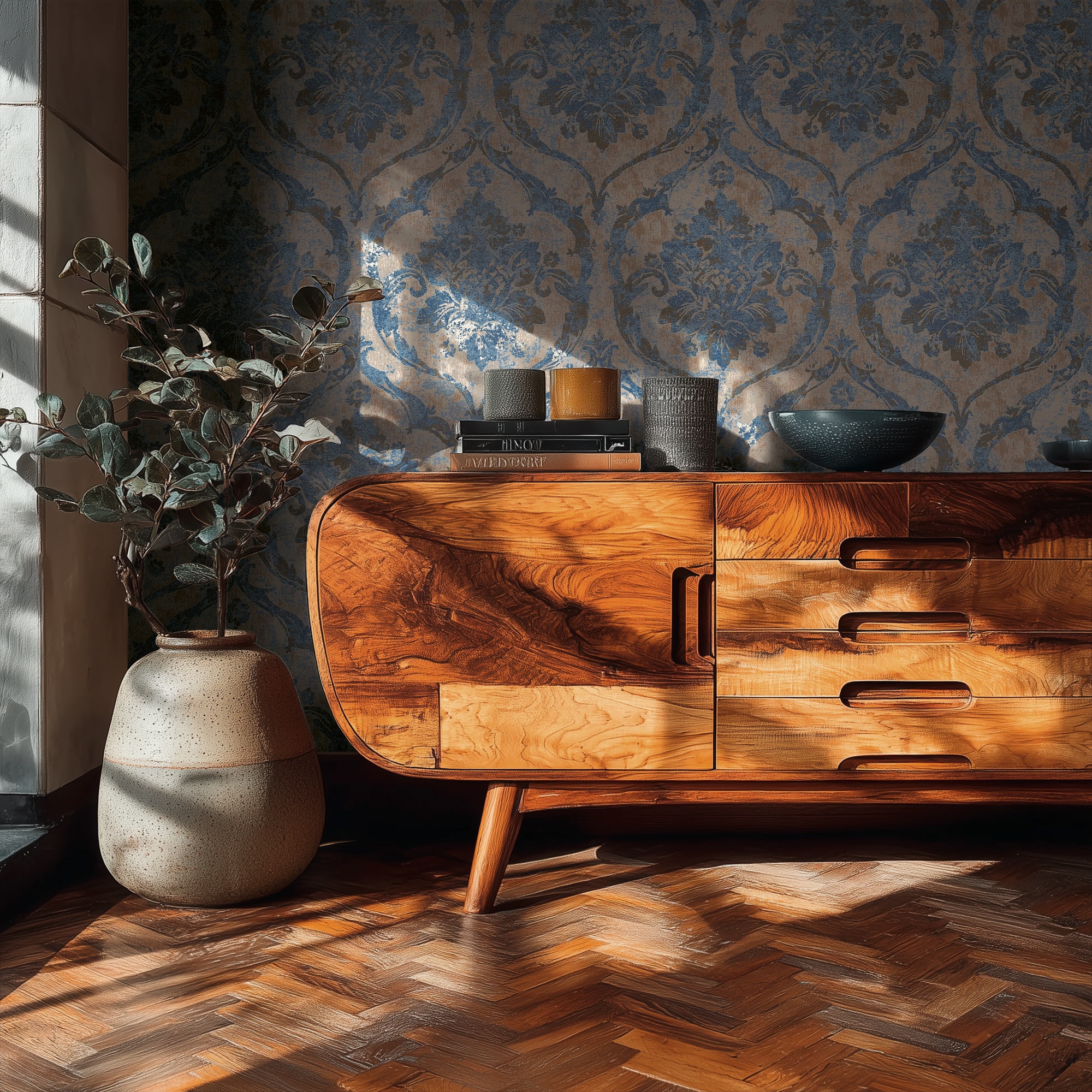 living walls Vliestapete »Vibes & Styles Davide – Maison Du Temps Vliestapete« ornamental leicht strukturiert Elegantes Ornamentdesign mit Vintage-Charakter und edlem Glanzeffekt