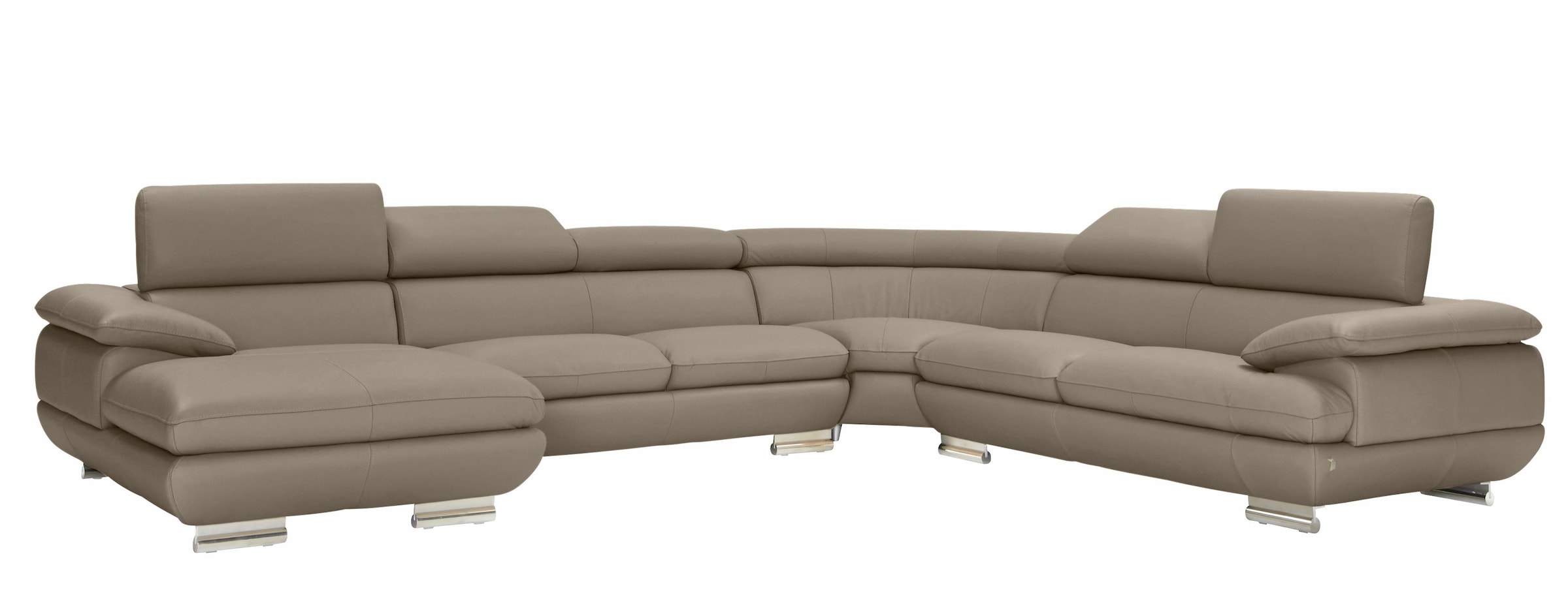 CALIA ITALIA Wohnlandschaft »Magic, italienisches Sofa zum Träumen, erstklassiger Sitzkomfort«, verstellbaren Kopfstützen zum Relaxen, in 2 Lederqualitäten, U-Form