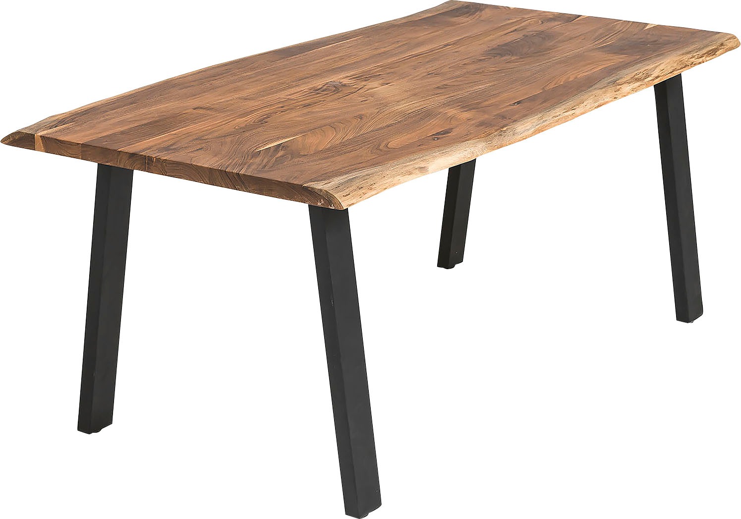 Esstisch SALESFEVER "Designer-Tisch für stilvolle Mahlzeiten", schwarz (natur, schwarz, schwarz, natur), B:200cm H:76,5cm T:100cm, Akazienholz, Metall, Tische, Esstisch, Zweifach gewachstes, geöltes Massivholz 3
