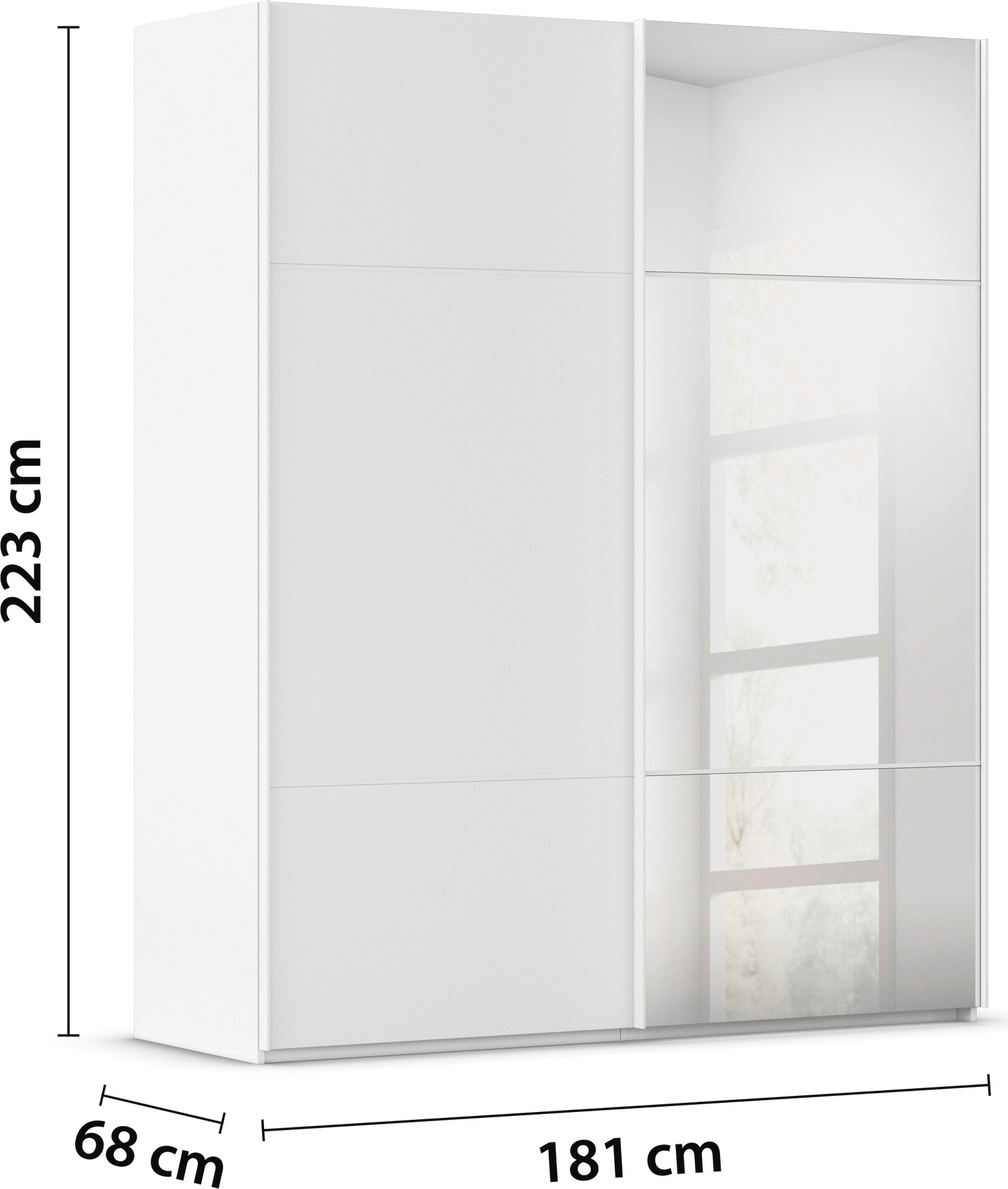 rauch Schwebetürenschrank »Kleiderschrank Schrank Garderobe Schlafzimmerschrank SCALE-TRIO«, edle dreigeteilte Front mit 2 Zierleisten und Spiegel MADE IN GERMANY