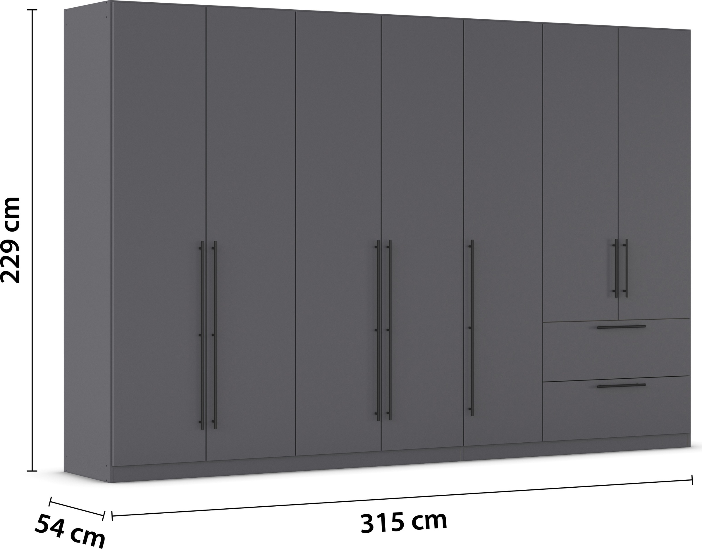 rauch Kleiderschrank »Drehtürenschrank Schrank Garderobe Wäscheschrank Schlafzimmer AVOLA«, (in 3 verschiedenen Ausstattungen BASIC/CLASSIC/PREMIUM), mit hochwertigen Stangengriffen aus Metall in Schwarz MADE IN GERMANY