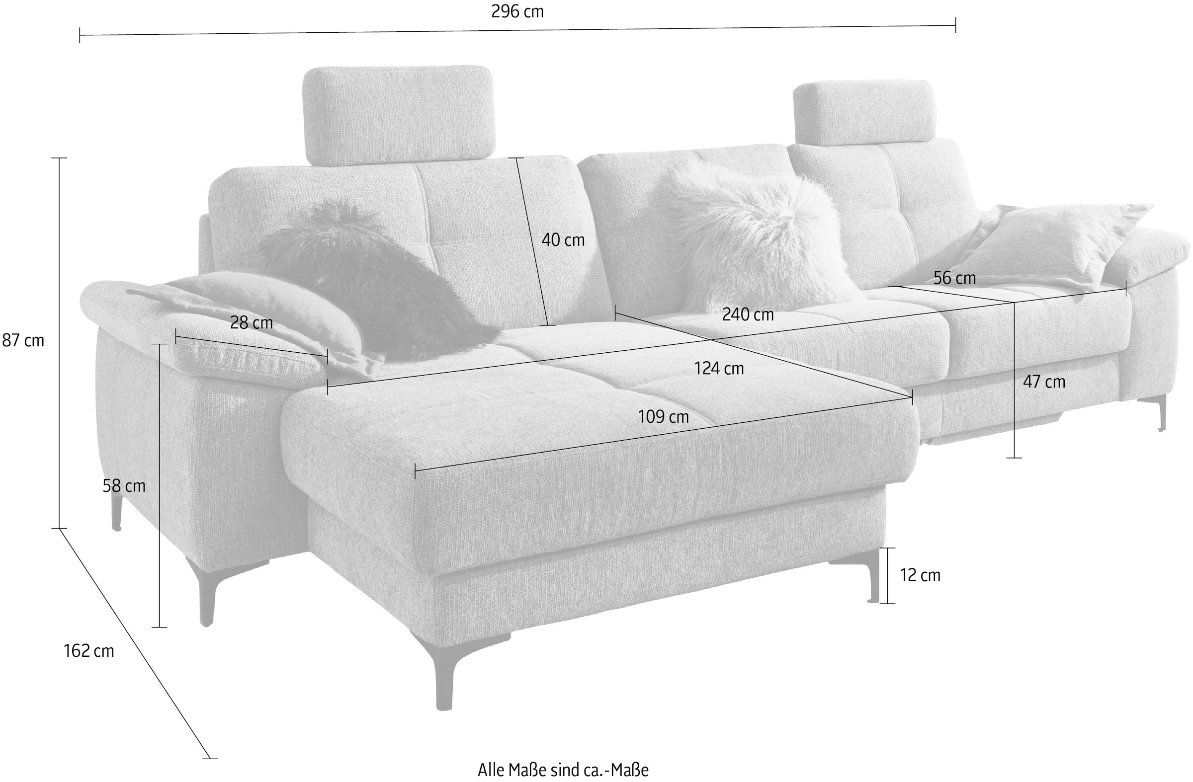 3C Carina Ecksofa »Burnaby bequem und modern, OTTOs Choice, L-Form«, 2 Kopfstützen, optional mit Schlaf- und motorischer Relaxfunktion