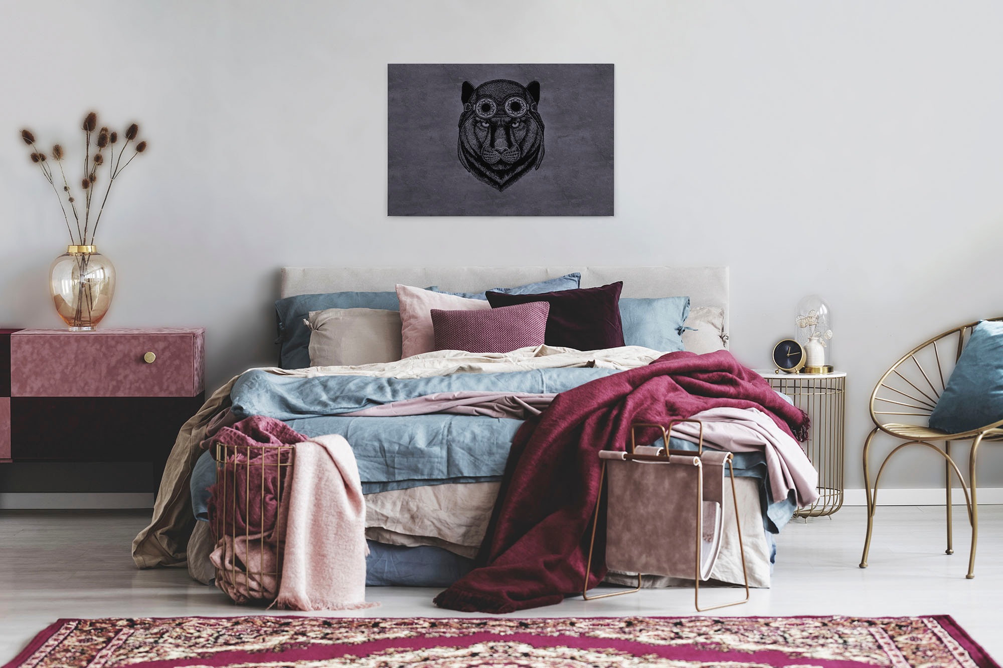 A.S. Création Leinwandbild »panther«, Kunst-Tiere-Kinder, (1 St.), Wild Tier Keilrahmen Panther Dschungel Leinwand-Bild Wohnzimmer modern