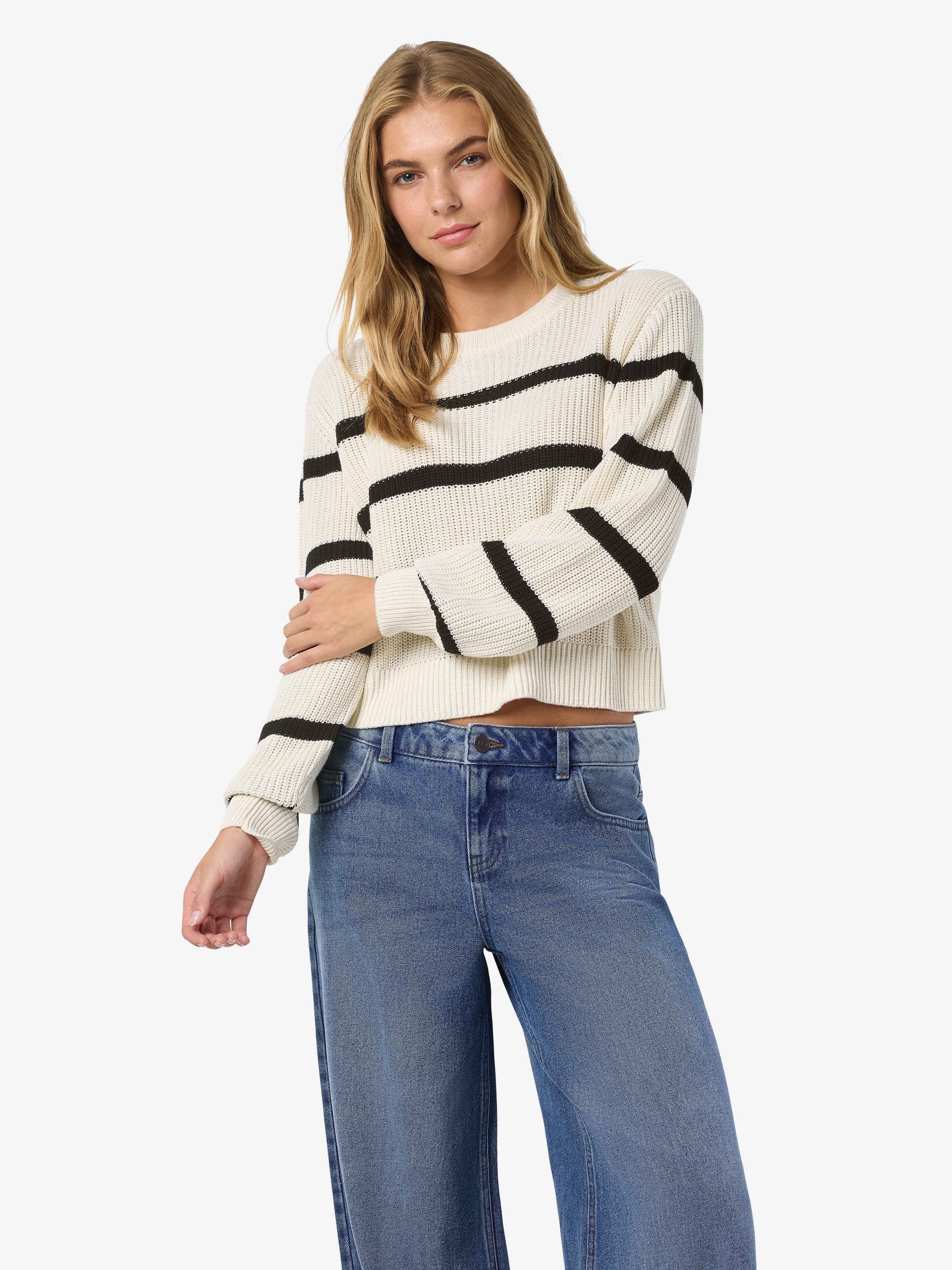 Noisy may Strickpullover "NMMAYSA L/S STRIPE O-NECK KNIT NOOS" günstig online kaufen