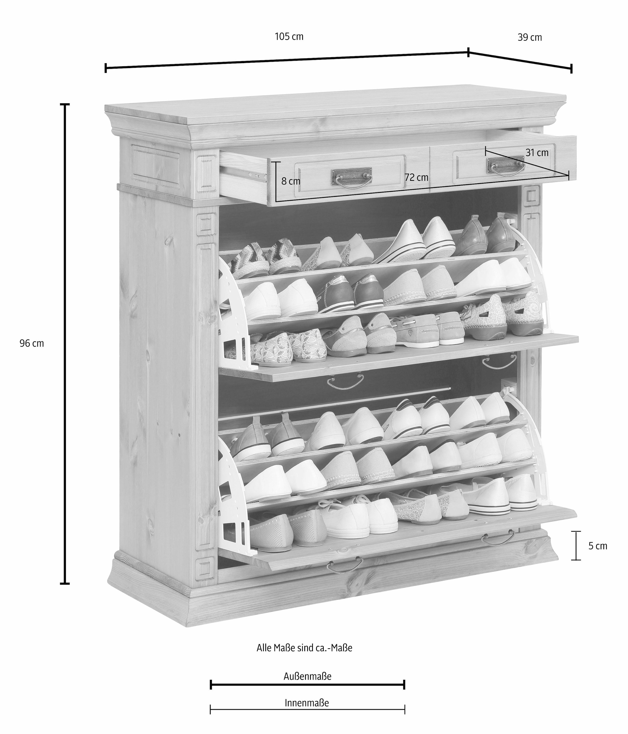 Home affaire massiver 96 »Vinales«, cm Breite BAUR Schuhkommode Kiefer kaufen | aus