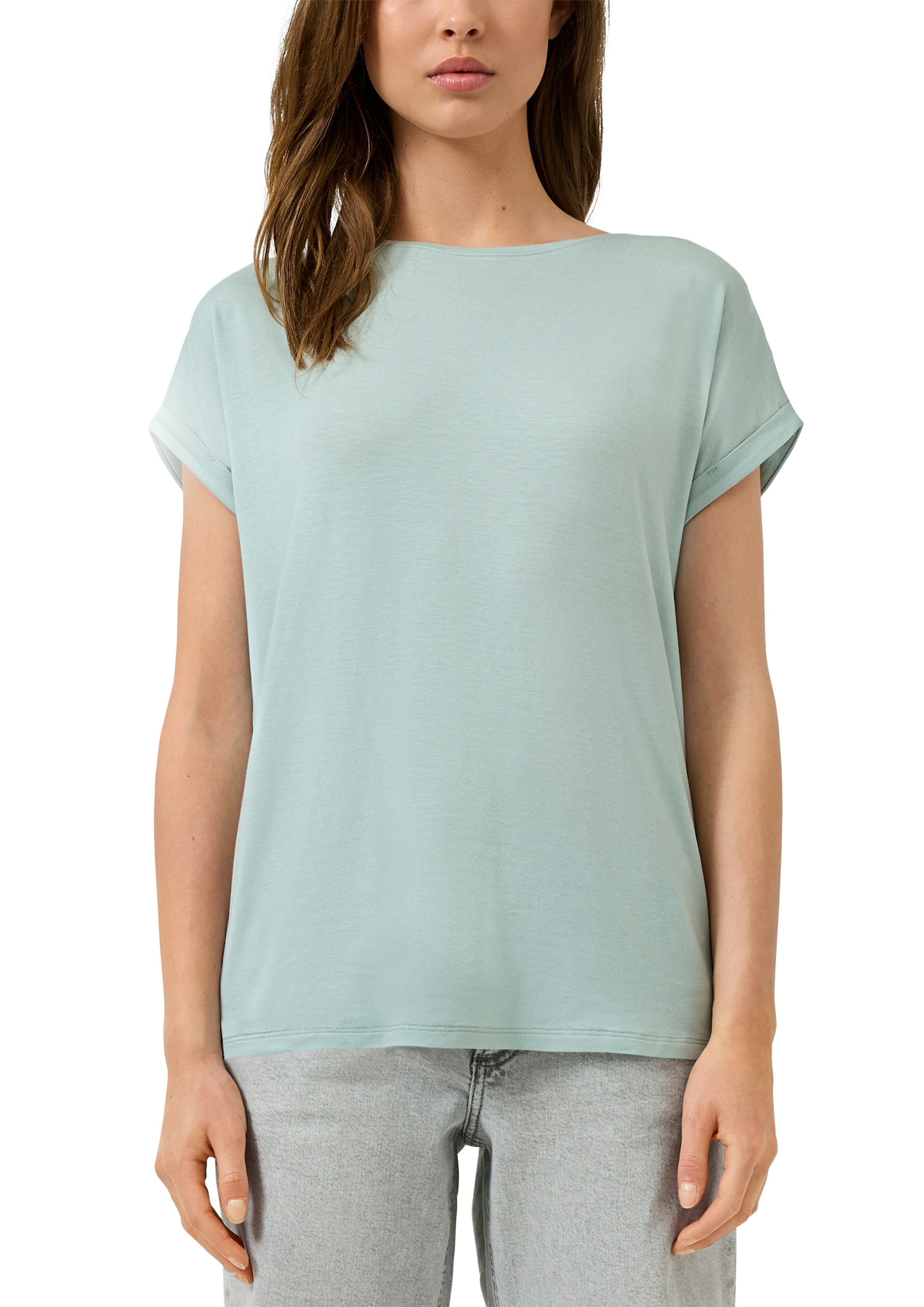 QS Kurzarmshirt mit Ärmelaufschlag günstig online kaufen