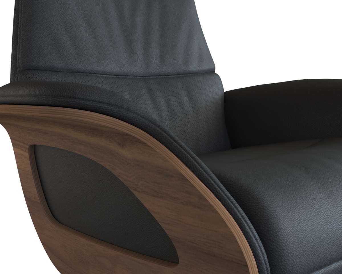 FLEXLUX Relaxsessel »Clement elektrischer Funktionsessel«, Größe M, Rücken & Fußteil elektrisch, Akku, Arml. Walnuss, Fuß Alu