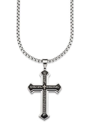 Kette mit Anhänger »Schmuck Geschenk, Halskette Kreuz Venezianerkette Silber Schwarz«,...