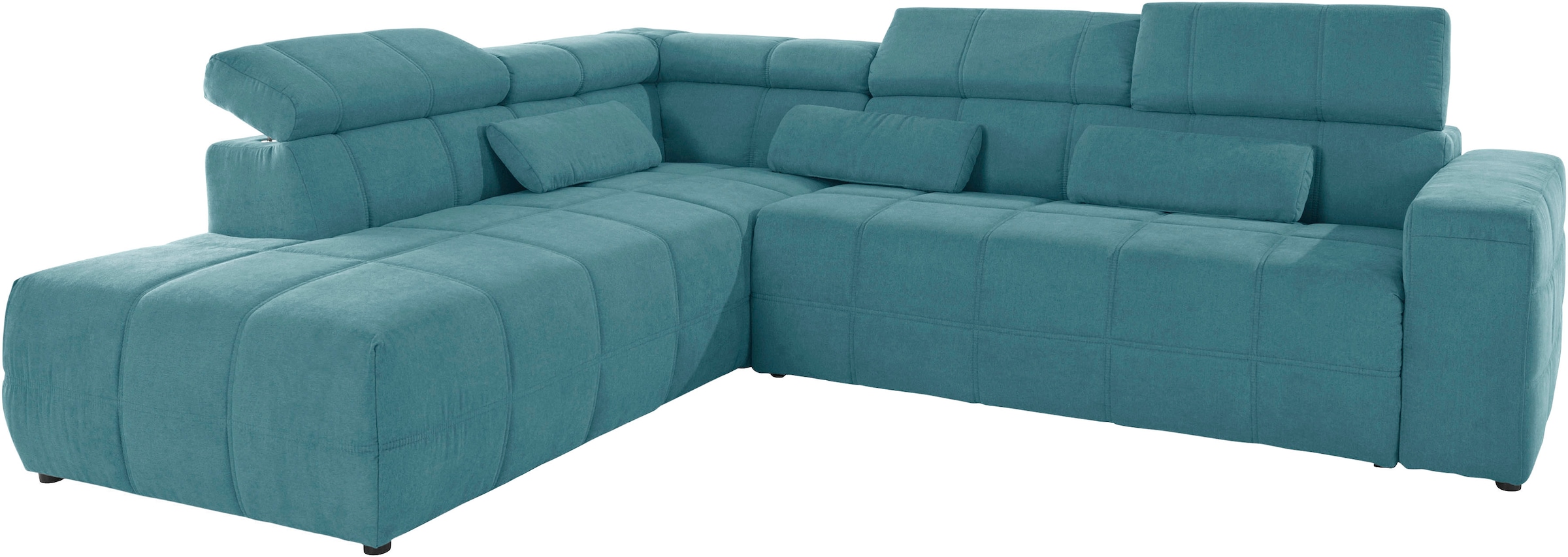 DOMO collection Ecksofa »Brandon L-Form, auch in Leder«, inklusive Kopfteilverstellung, wahlweise mit Sitztiefenverstellung
