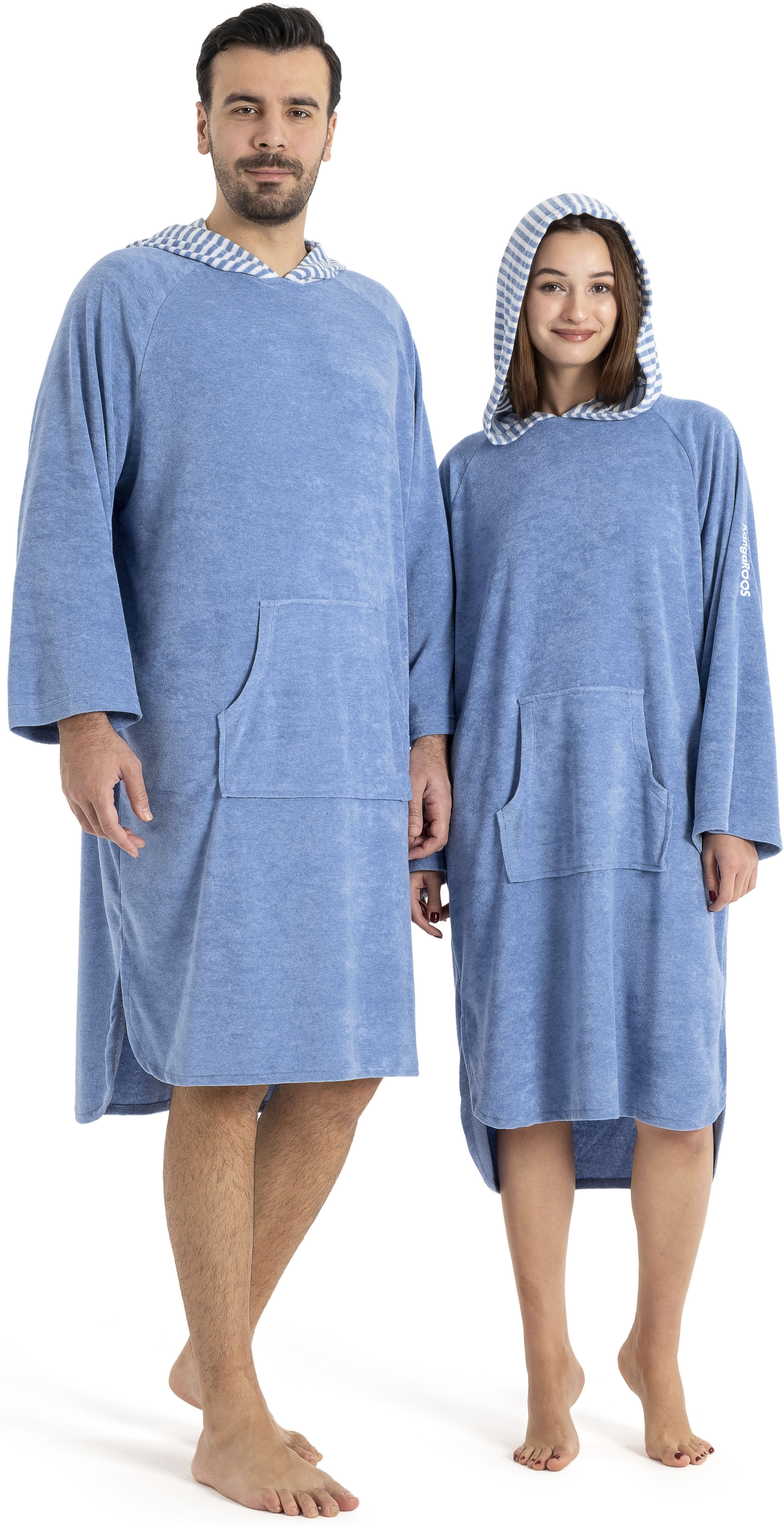 KangaROOS Badeponcho "Dalia Surfponcho, ideal für Sauna, Spa & im Urlaub" 1 Stk. weich, Uni-Farben mit Streifen, leicht, Unisex, für Damen und Herren