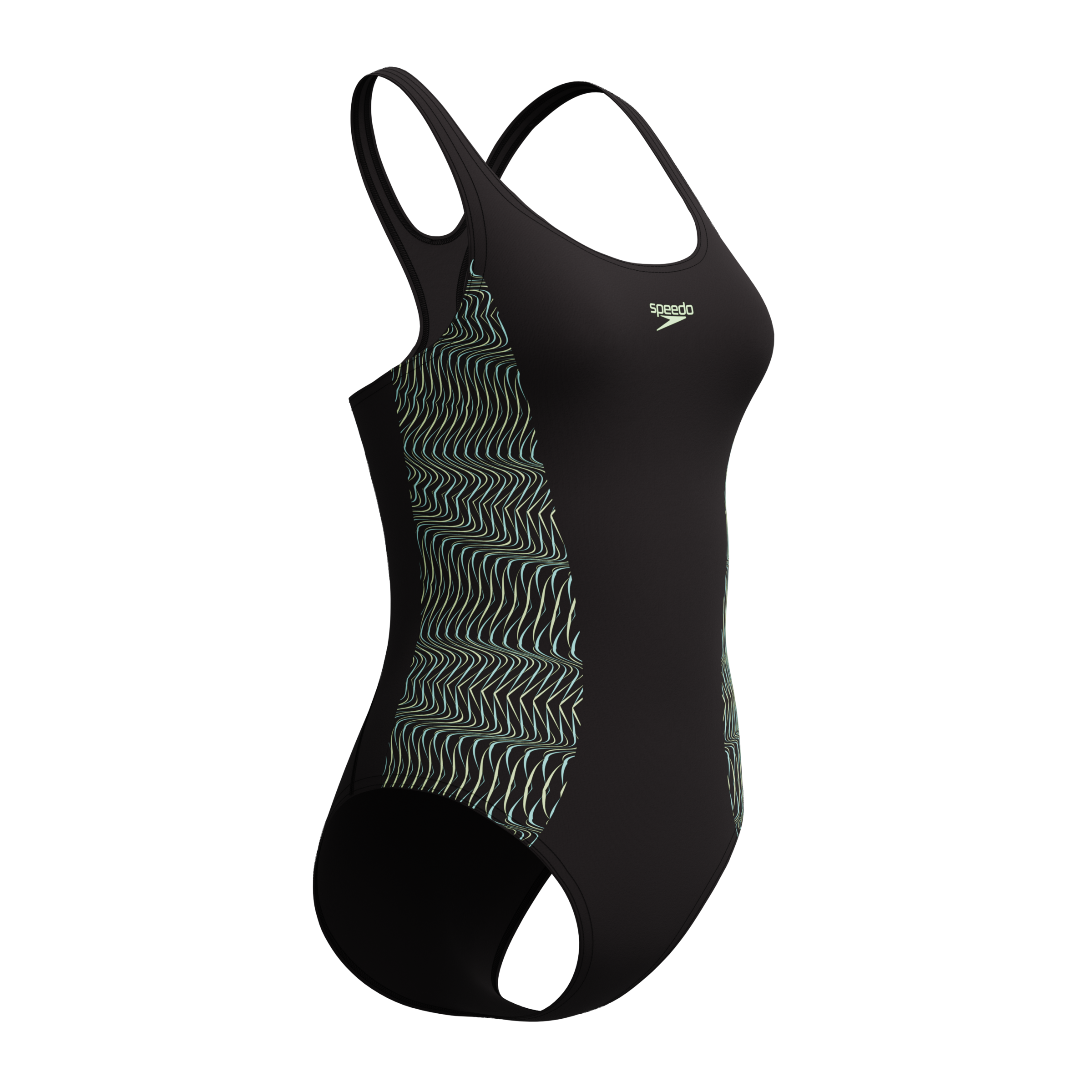 Badeanzug SPEEDO Gr. 36, blk, ltgrn, Badeanzüge, Damen, 36, N-Gr, Obermaterial: 80% Nylon, 20% Elasthan, Badeanzug, schnell trocknend 3