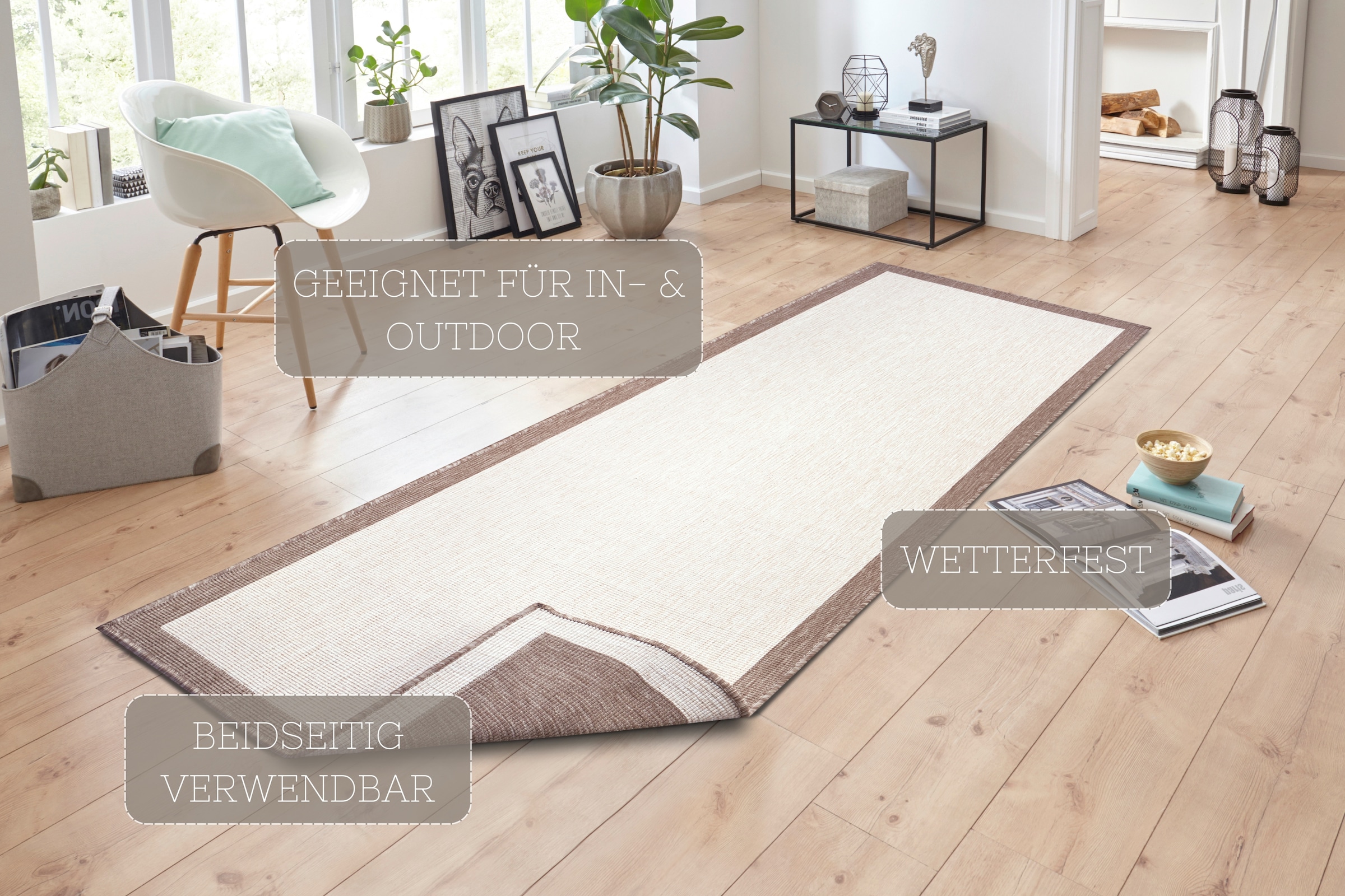 HANSE Home Teppich »Panama Wendeteppich«, rechteckig, 5 mm Höhe, In-& Outdoor, Wetterfest, Balkon, Läufer, Wohnzimmer, Wasserfest