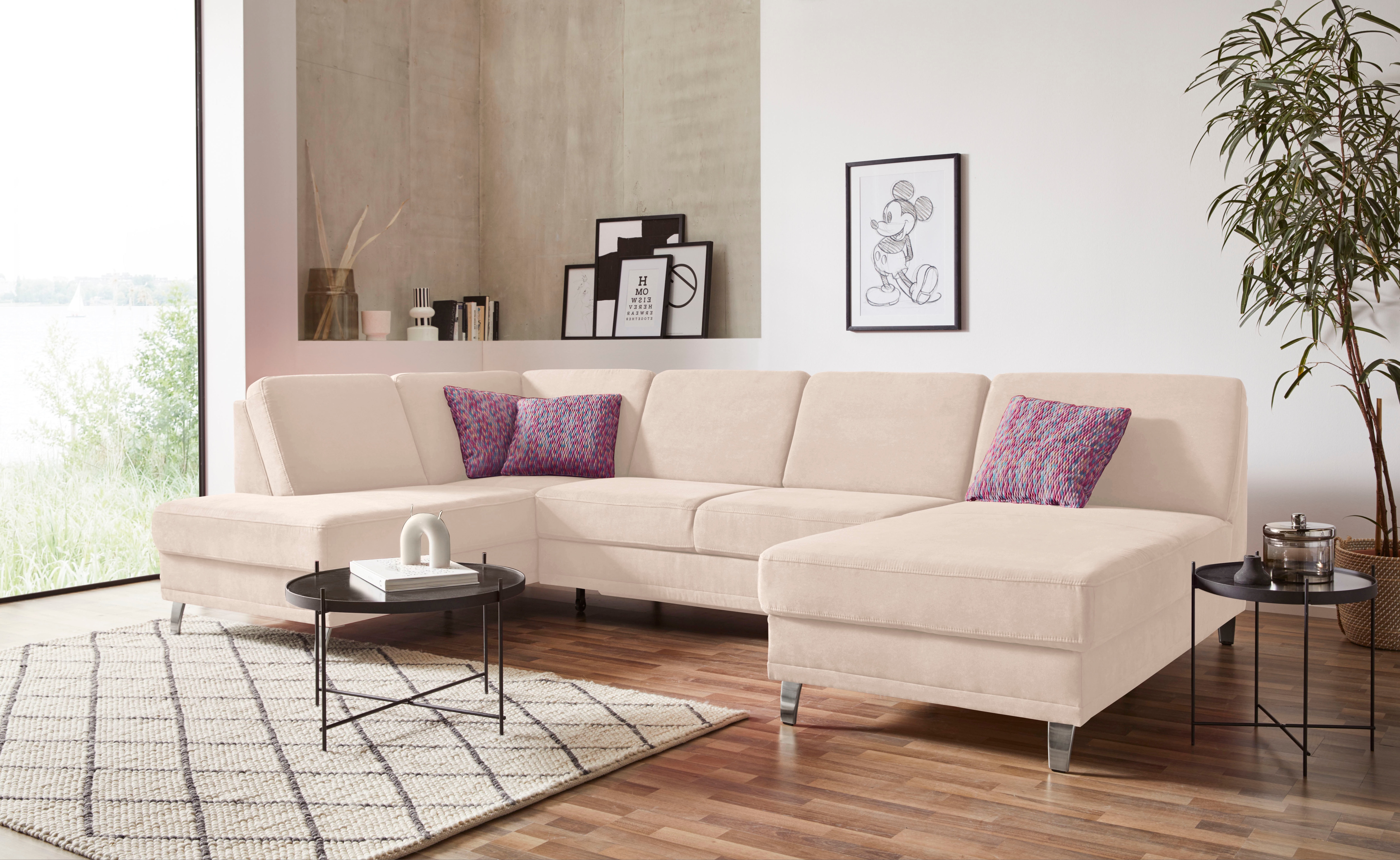 sit&more Wohnlandschaft "Clio U-Form" wahlweise mit Schlaffunktion und Bettkasten, inklusive Federkern