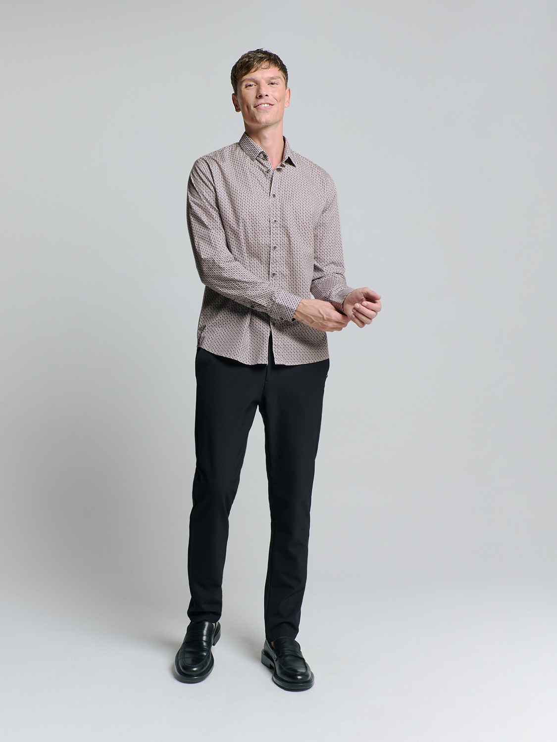 Thumbnail - NO EXCESS Langarmhemd "No Excess Stretchhemd mit Print Shirt Stretch Allover Printed"