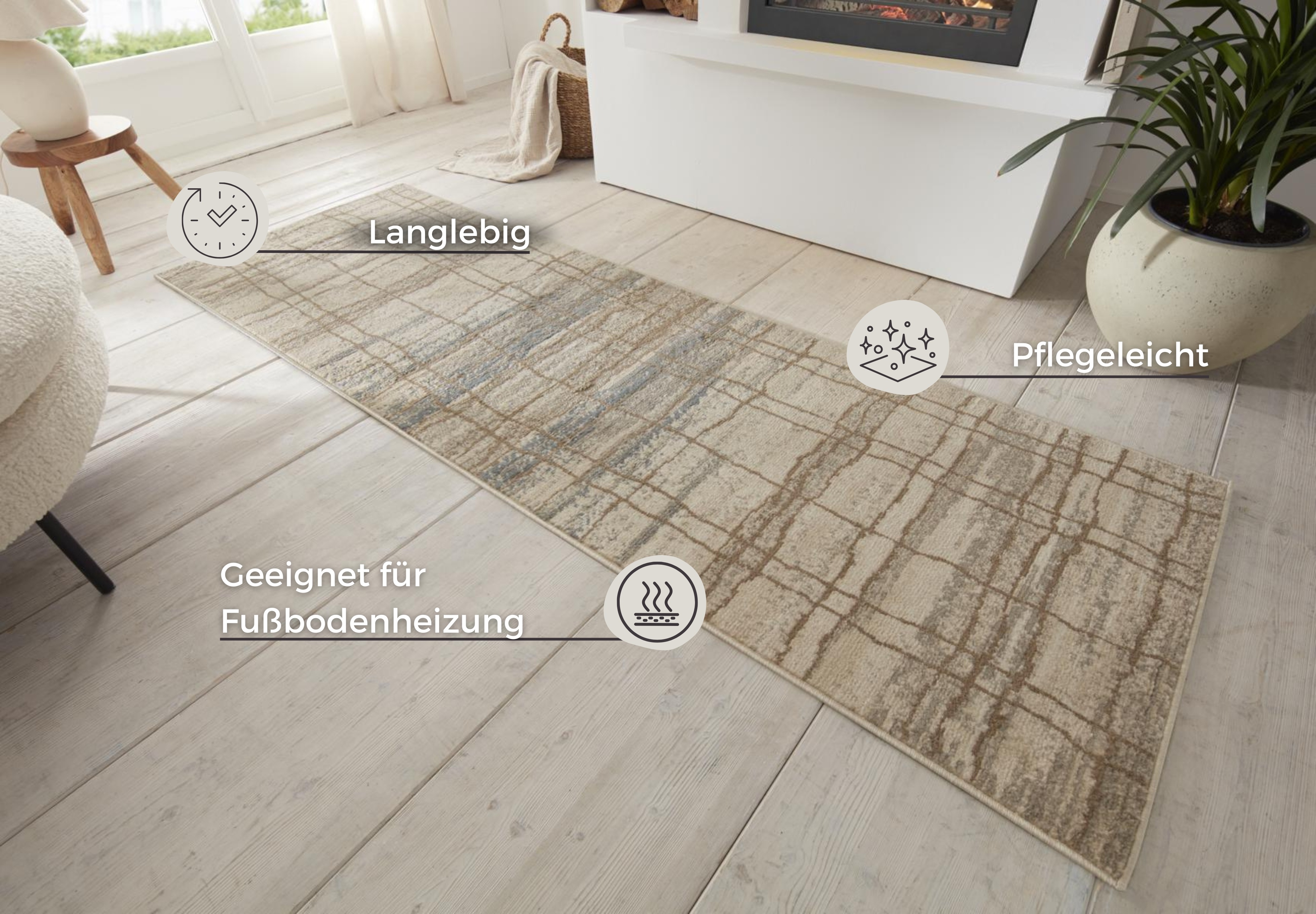 Thumbnail - HANSE Home Teppich "Jord", rechteckig, 8 mm Höhe, Kurzflor, Läufer, Vintage, Wohnzimmer, Schlafzimmer, Esszimmer, Flur
