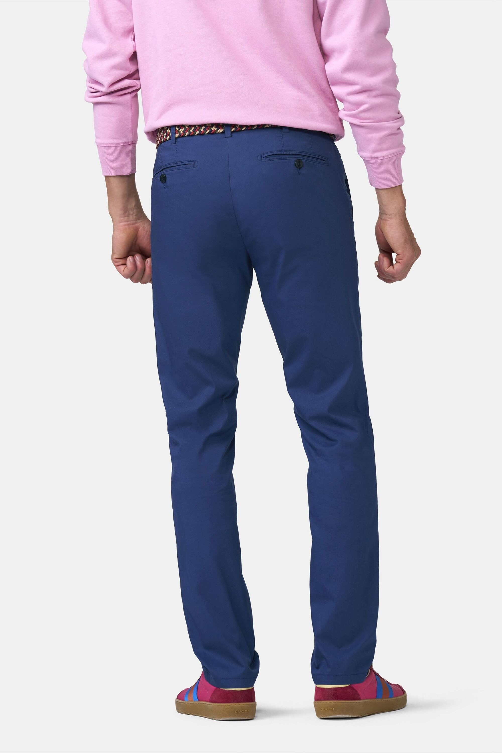 Chinos MEYER "Bonn 1-8137", Herren, Gr. 58, Normalgrößen, mittelblau, 73% Baumwolle, 23% Polyamid, 4% Elasthan, unifarben, regular fit lang, Hosen, aus Bio-Baumwolle 2
