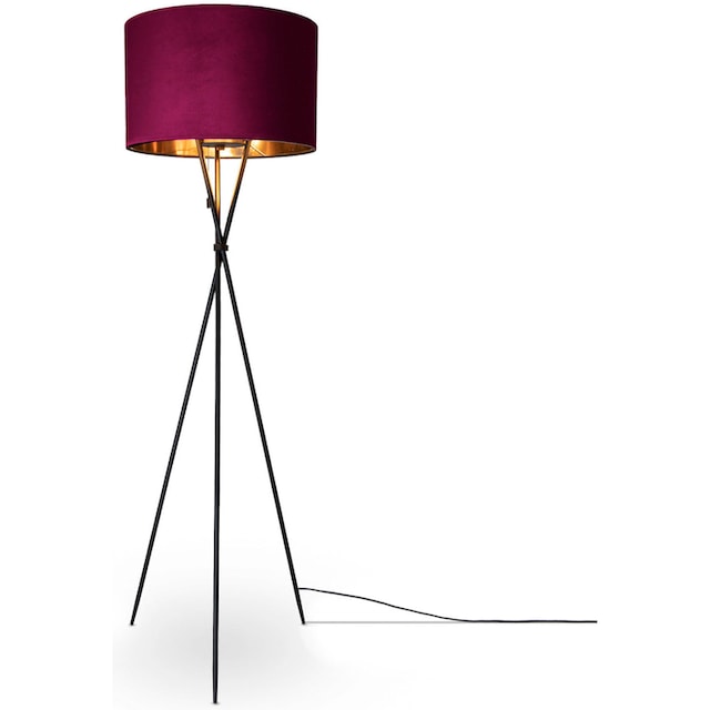 Paco Home Stehlampe »Kate uni Color«, Wohnzimmer Dreibein Standleuchte  Velour Höhe 177,5cm Filigran E27 | BAUR