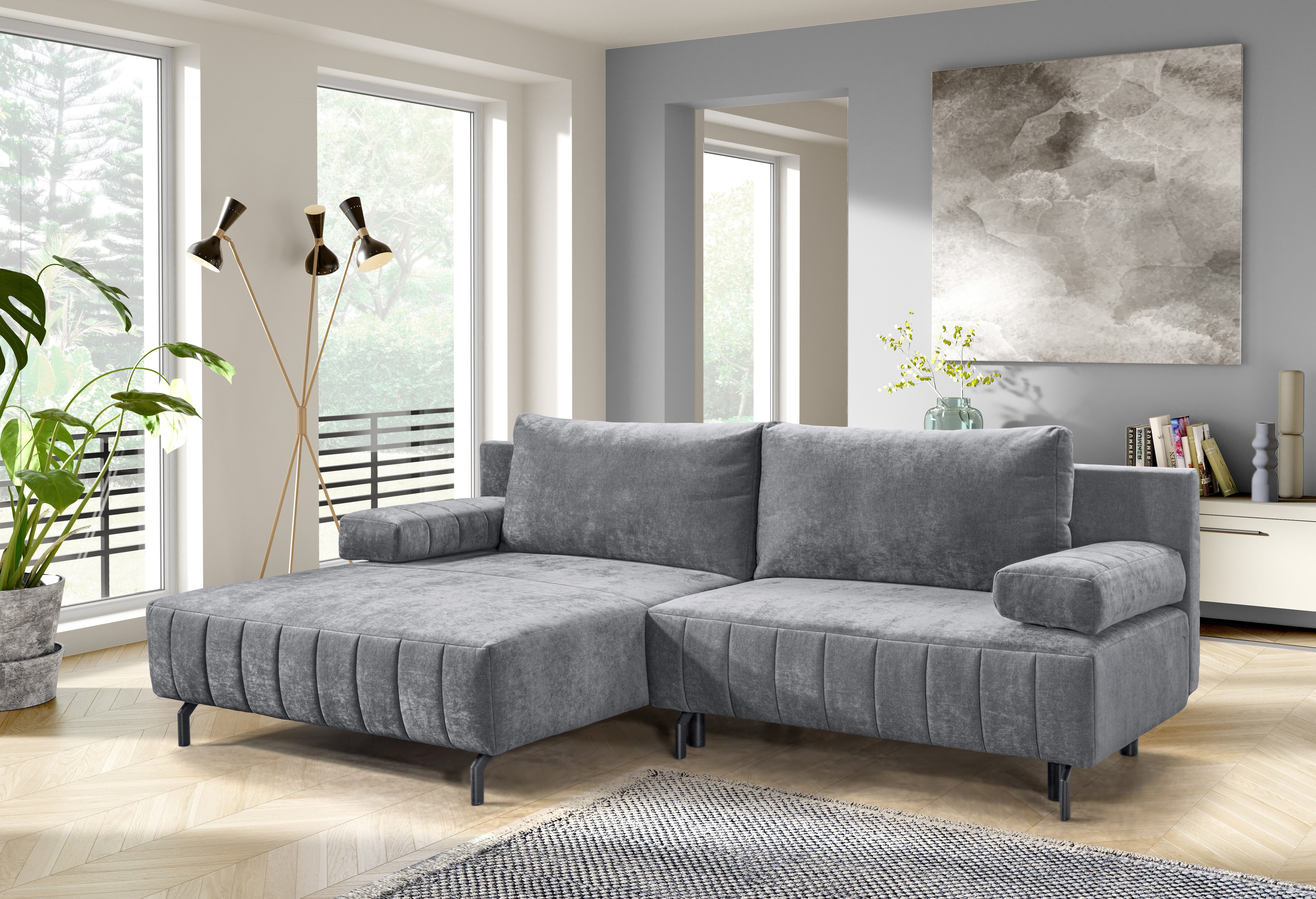 exxpo - sofa fashion Ecksofa "Cambria, B/T: 262/171 cm, hochbeiniges, modernes Design" inkl. Bettfunktion und Bettkasten, 15 cm bodenfrei, L-Form