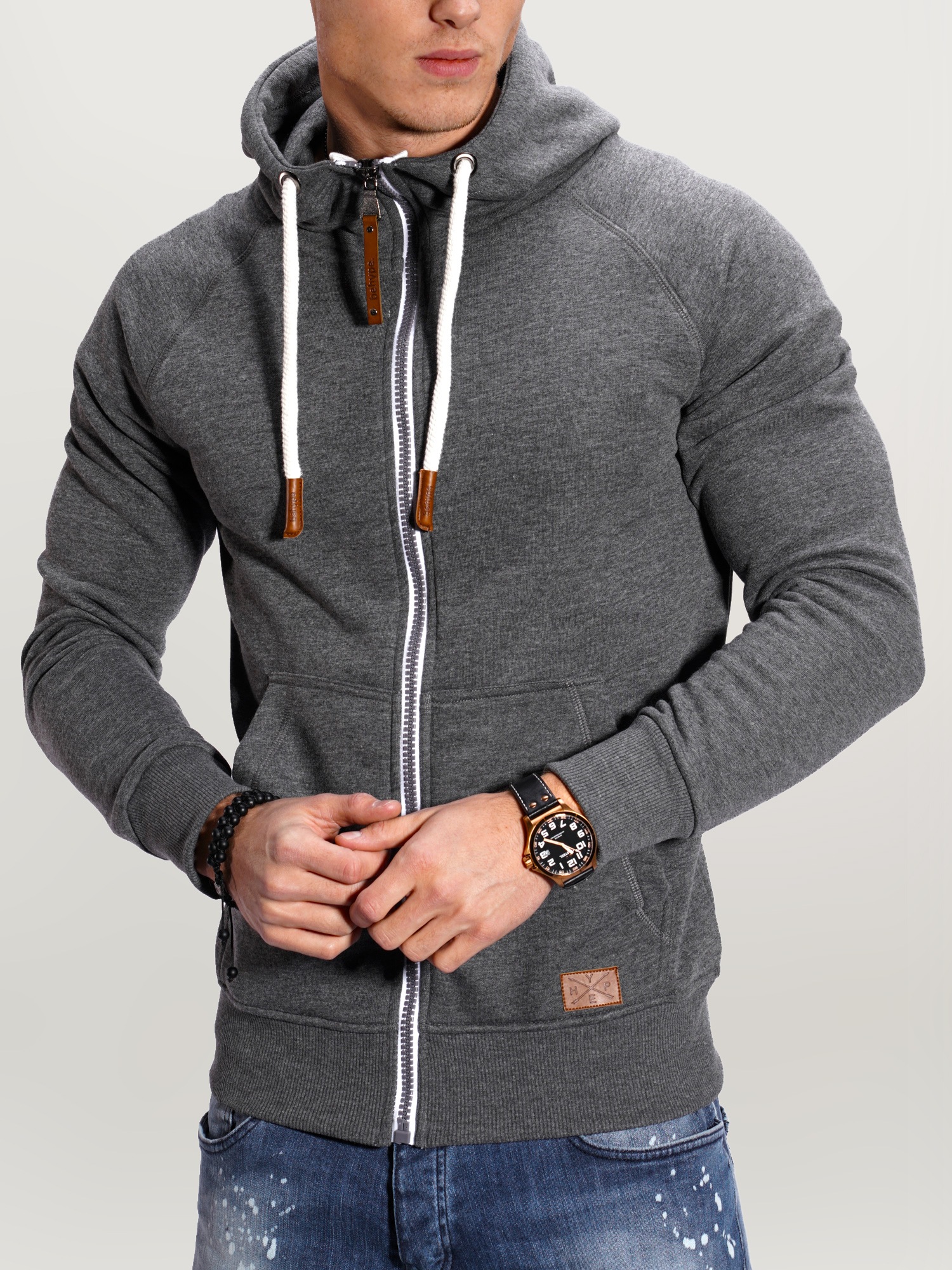 Thumbnail - behype Sweatjacke "BHTANSER" mit praktischem Kordelzug