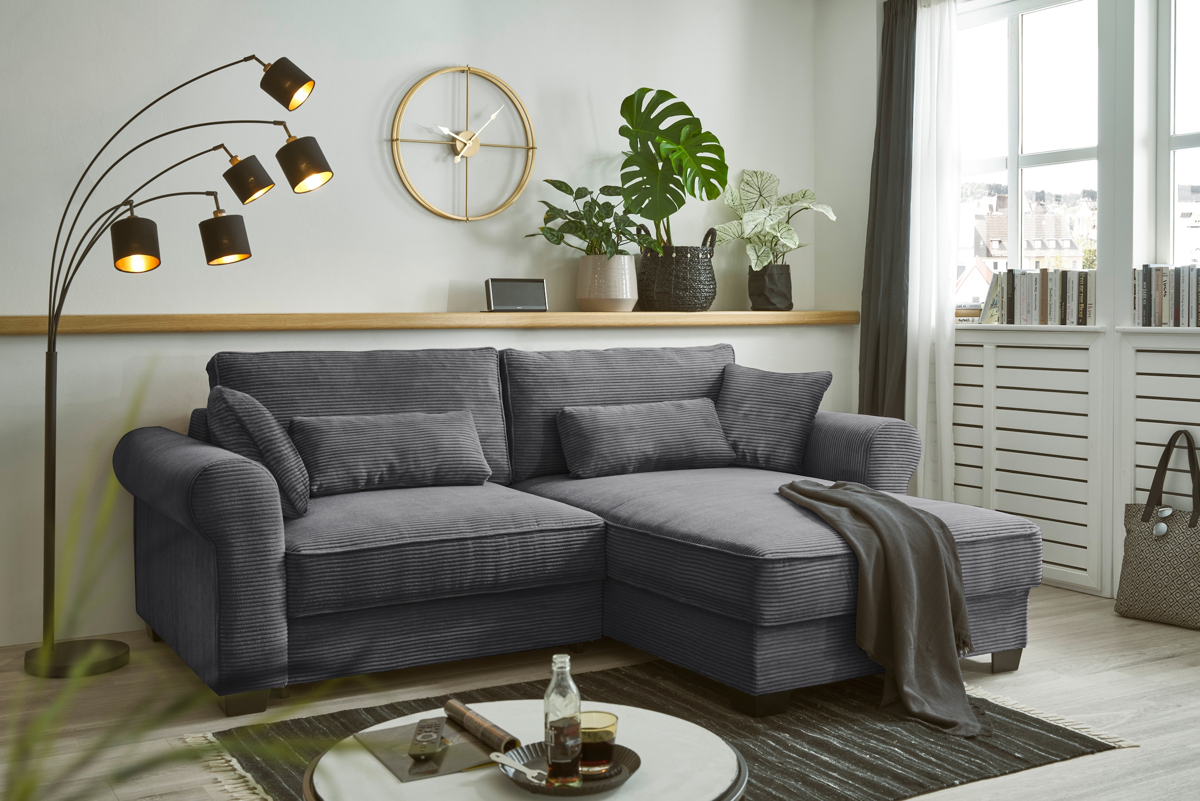 ED EXCITING DESIGN Ecksofa BAUR mit Bettkasten, Rücken-, | Bettfunktion und und sowie Nieren- »Angelina«, kaufen Zierkissen