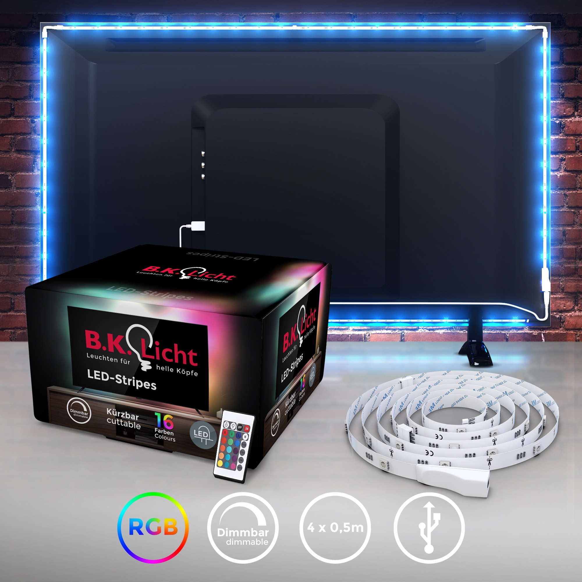 B.K.Licht LED-Streifen LED TV Hintergrundbeleuch...