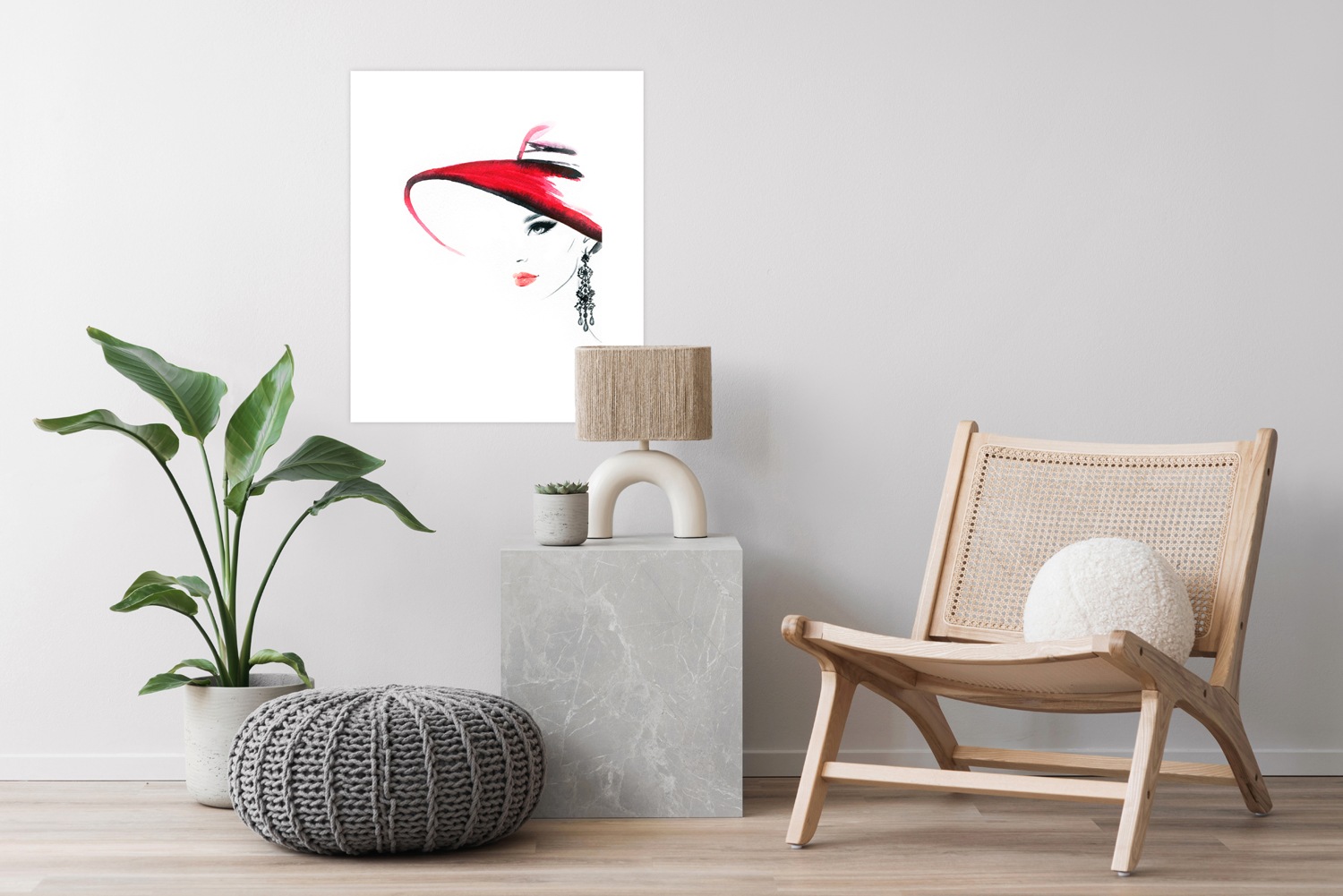 Leonique Poster "Frau mit Hut und Ohrring", Bilder von Frauen-Fashion-Frau- günstig online kaufen