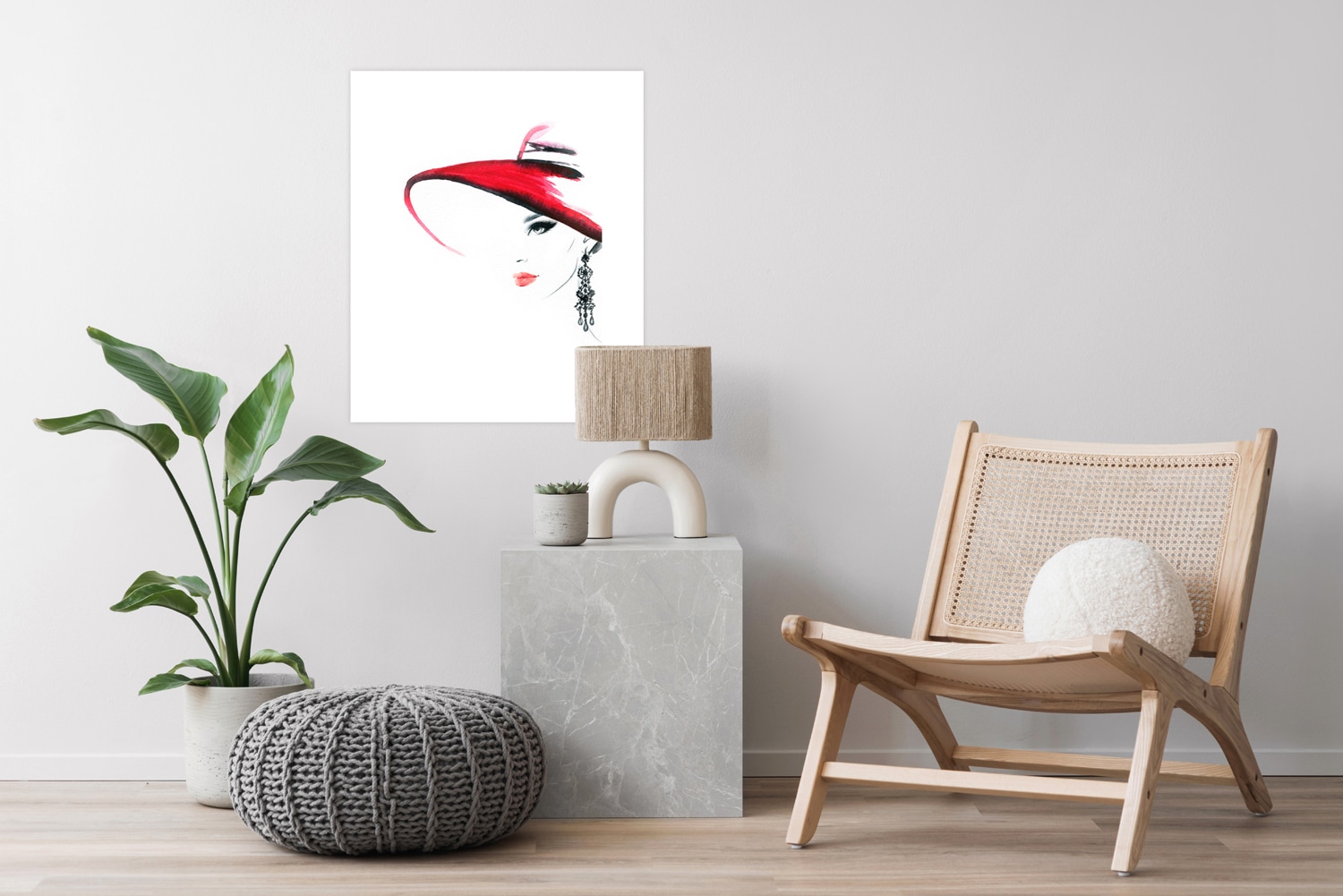 Lüttenhütt Poster "Frau mit Hut und Ohrring", Bilder von Frauen-Fashion-Fra günstig online kaufen