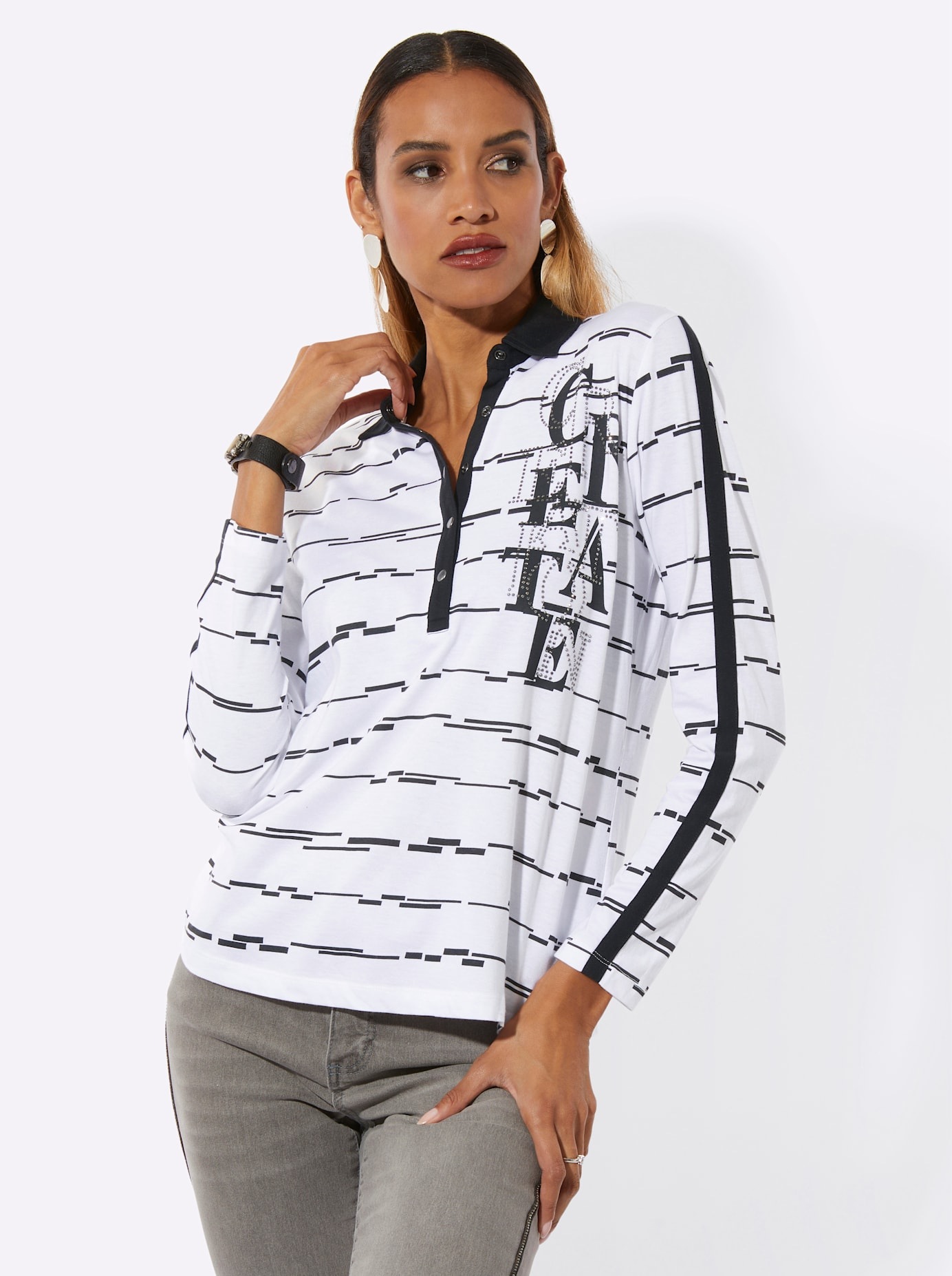 creation L Langarmshirt "Poloshirt" 1 tlg. günstig online kaufen