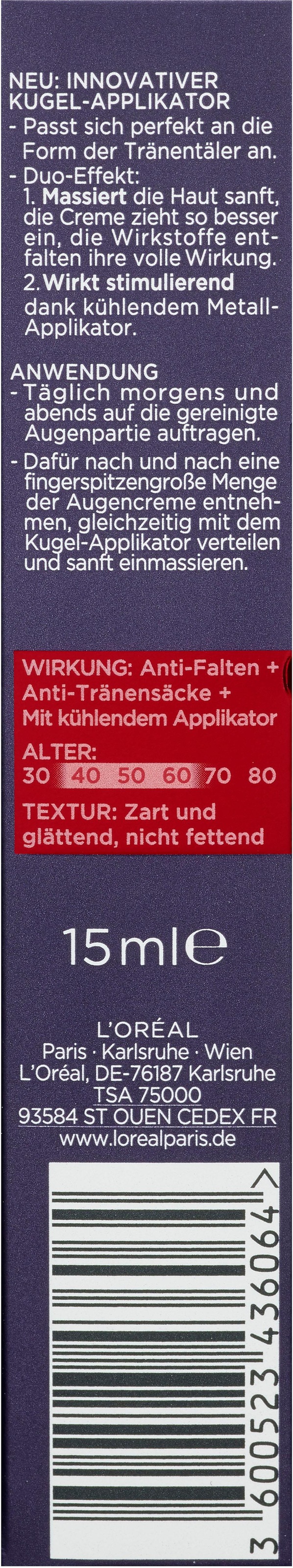 L'ORÉAL PARIS Augencreme »RevitaLift Laser X3 Anti-Age Pflege«, mit wertvollen Pflegestoffen