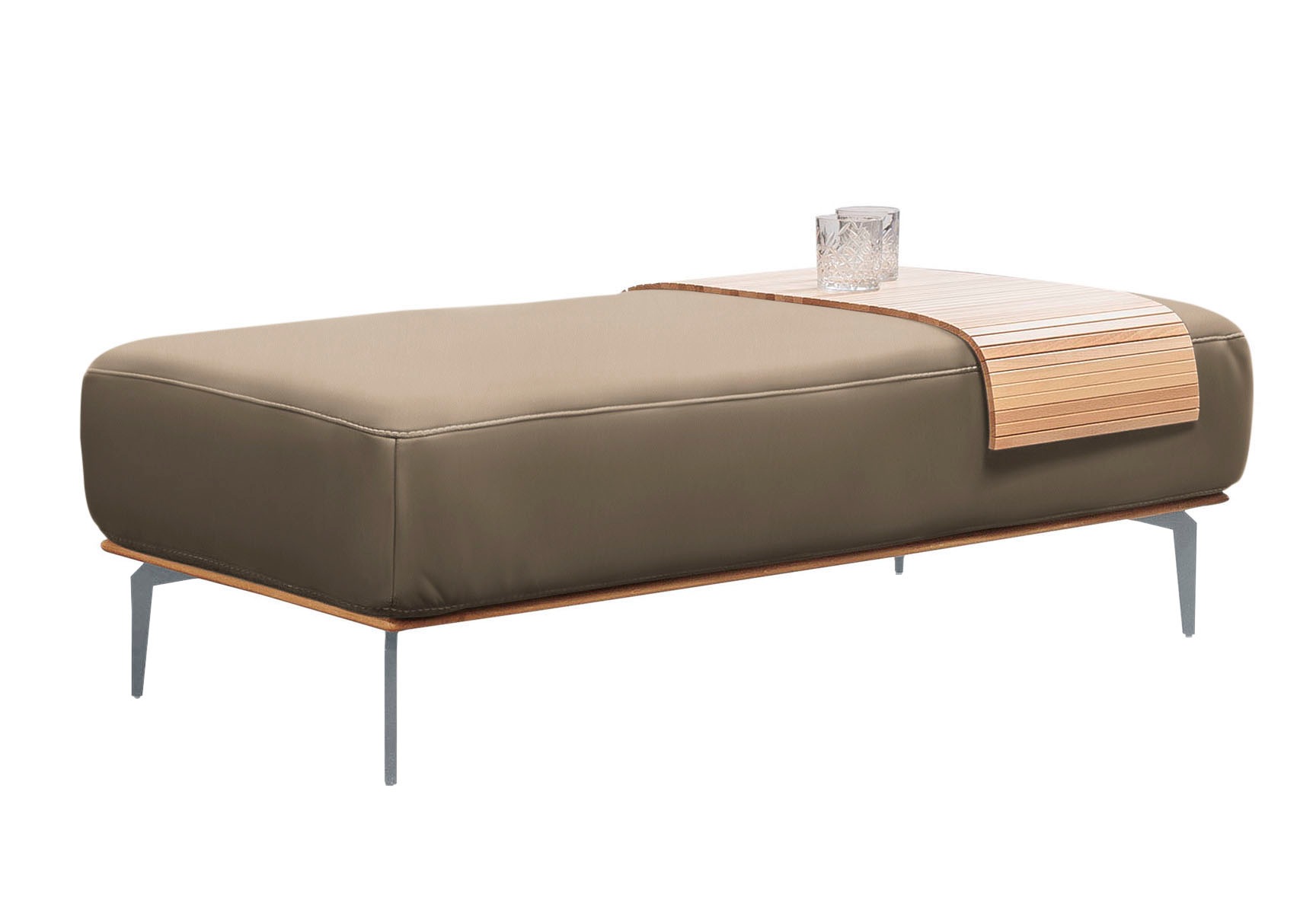 W.SCHILLIG Polsterhocker »run«, mit elegantem Holzsockel, Füße in Silber matt, Breite 150 cm