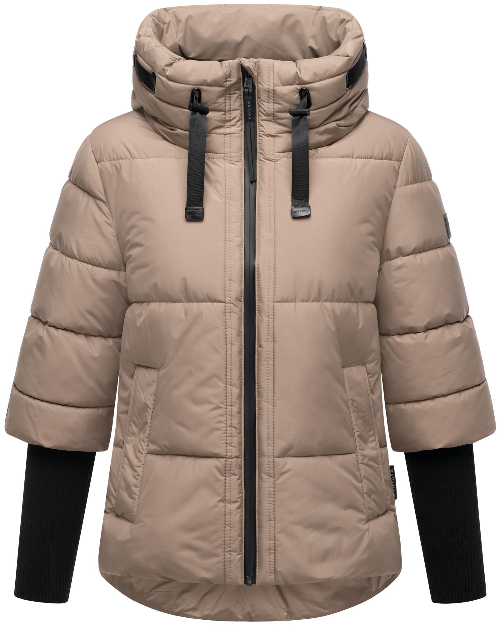 Navahoo Steppjacke »Lotusherz XIV«, mit Kapuze, Warme gesteppte Winterjacke mit Rippstrickärmeln