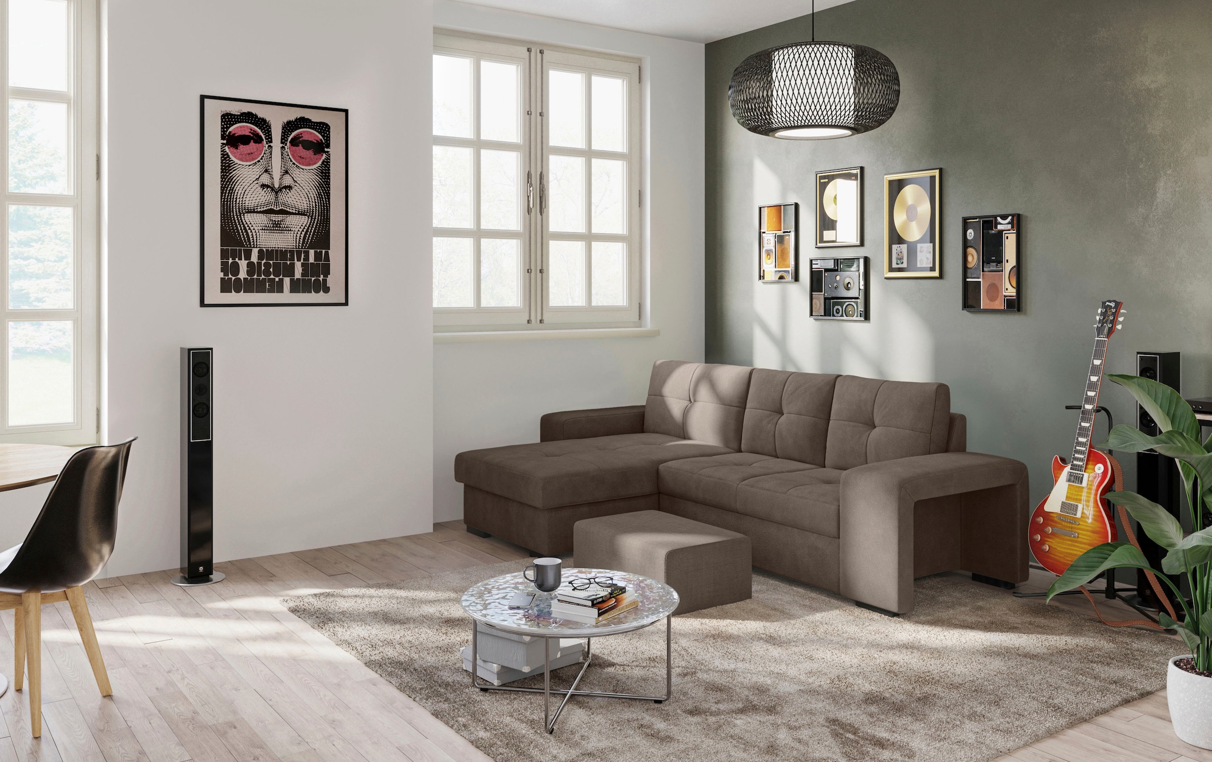 COTTA Ecksofa »Mattina L-Form«, inkl. Hocker, wahlweise mit Bettfunktion und Bettkasten