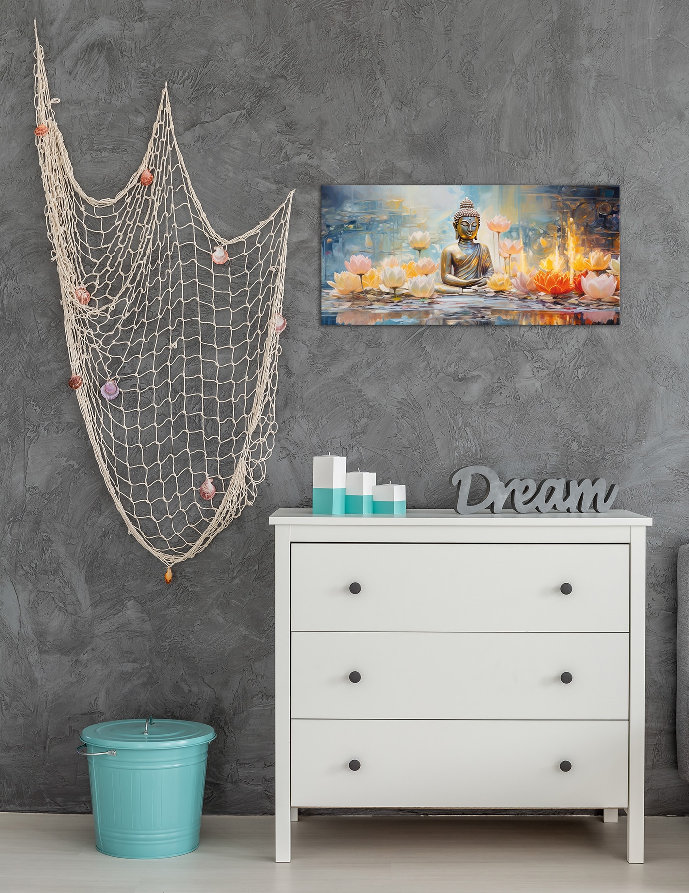 Bönninghoff Leinwandbild »Wandbild BUDDHA 33x70 cm – Leinwandbild Keilrahmen Deko modern« Blumen | Blumenbilder | Buddha | Buddhafigur | Buddhismus | Pflanzen | Pflanzenbilder | Spirituelle Bilder 1 Stk. tlg. auf Keilrahmen gespannt