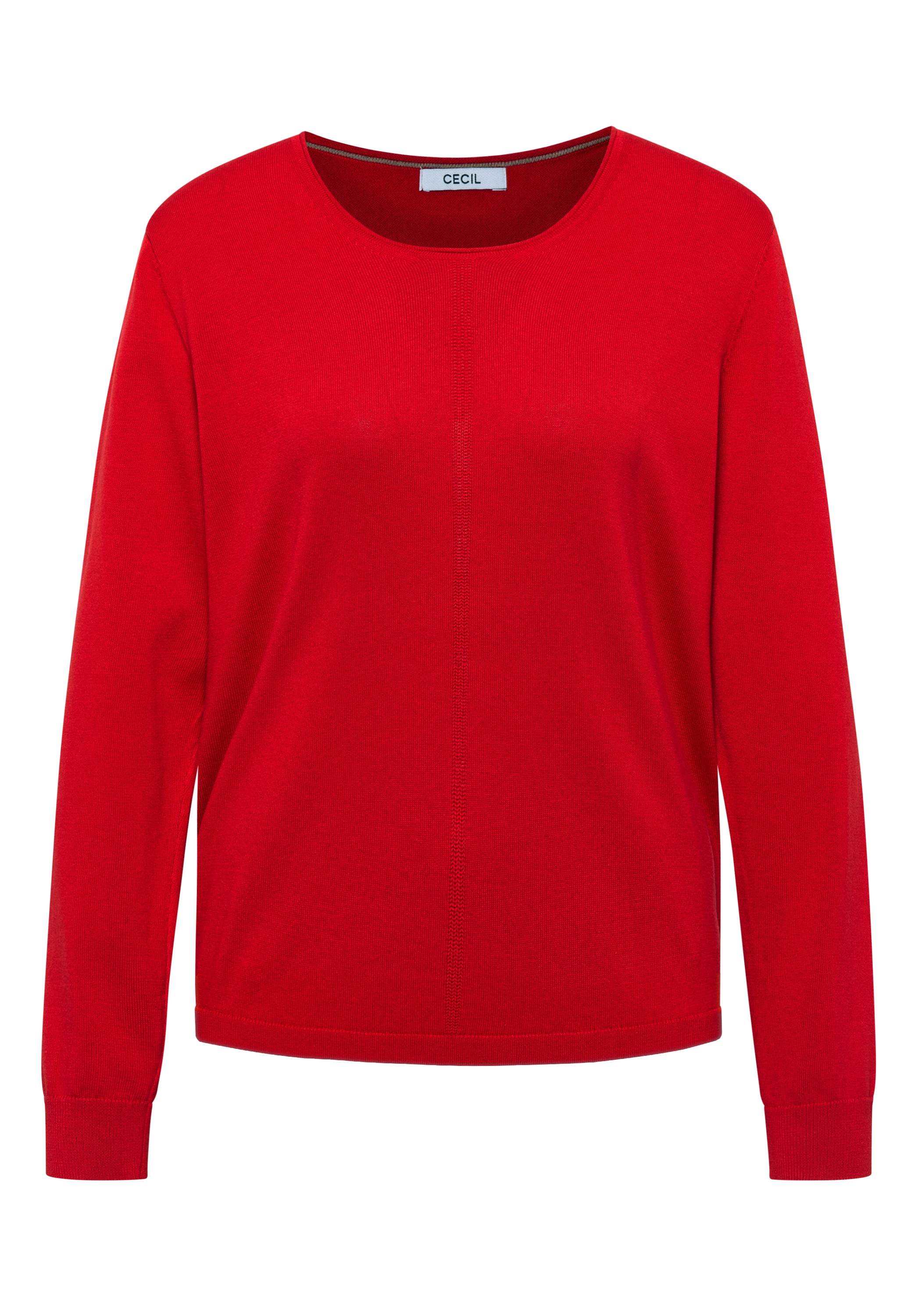 Cecil Strickpullover Baumwoll-Viskosemix, Feinstrick, unifarben