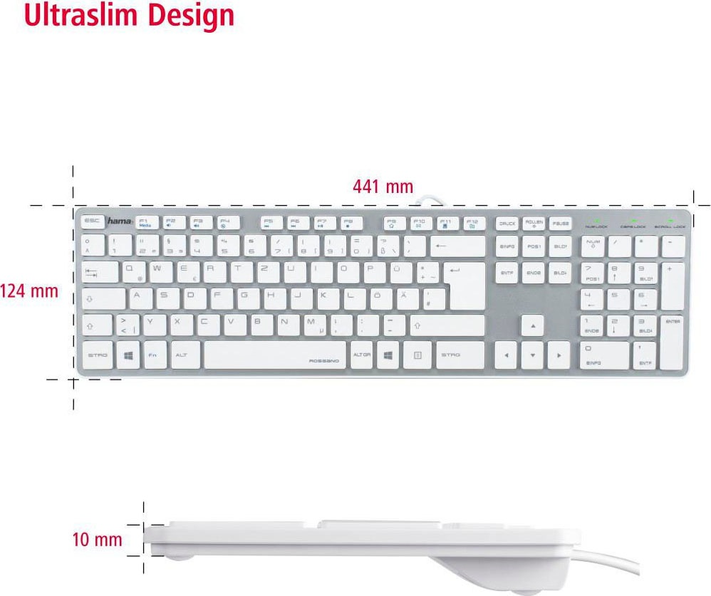 Hama Tastatur »Tastatur PC Tastatur kabelgebunden im Slim-Design«