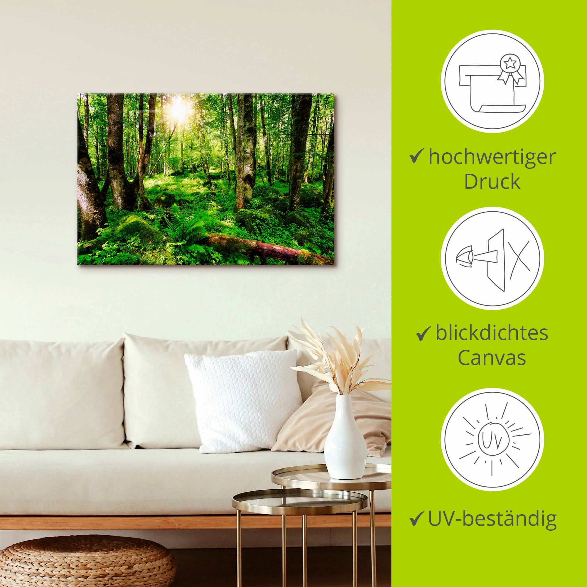 Artland Wandbild »Wald«, Wald, (1 St.), als Leinwandbild, Poster, Wandaufkleber in verschied. Größen