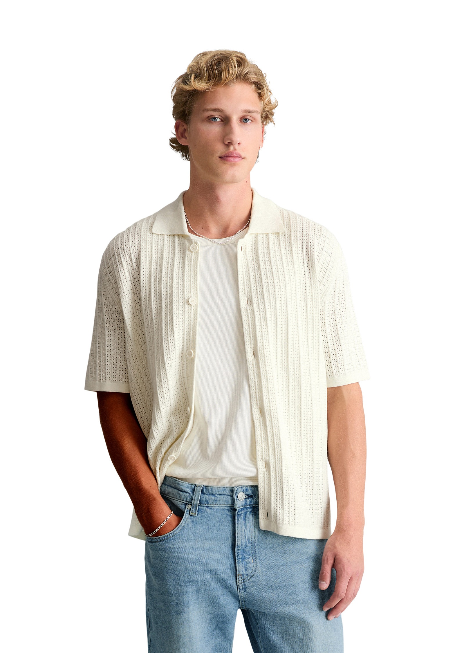 Marc OPolo DENIM Kurzarmhemd "mit Lochstruktur"
