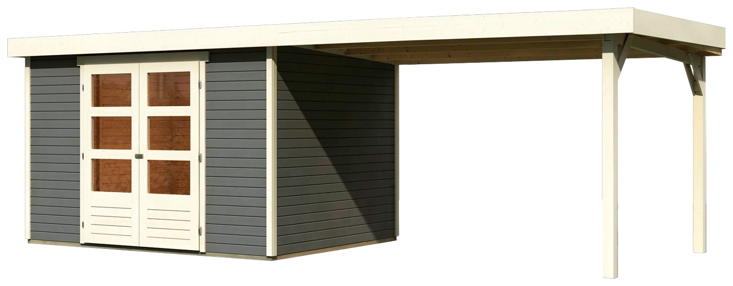Karibu Gartenhaus ""Arnis 5" SET anthrazit mit Anbaudach 2,80 m Breite" aus günstig online kaufen