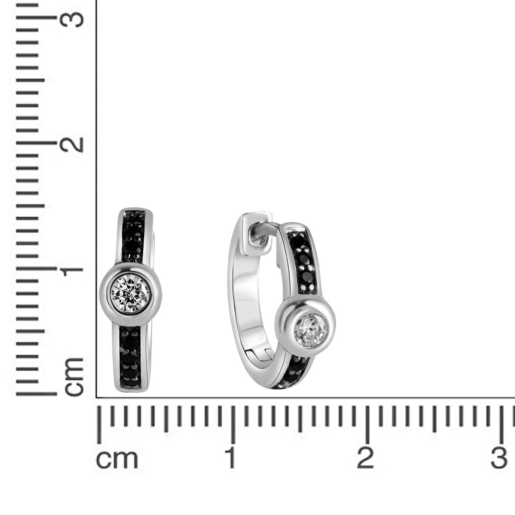 CELESTA Paar Creolen »925 Silber mit Zirkoniasteinen schwarz und weiß«