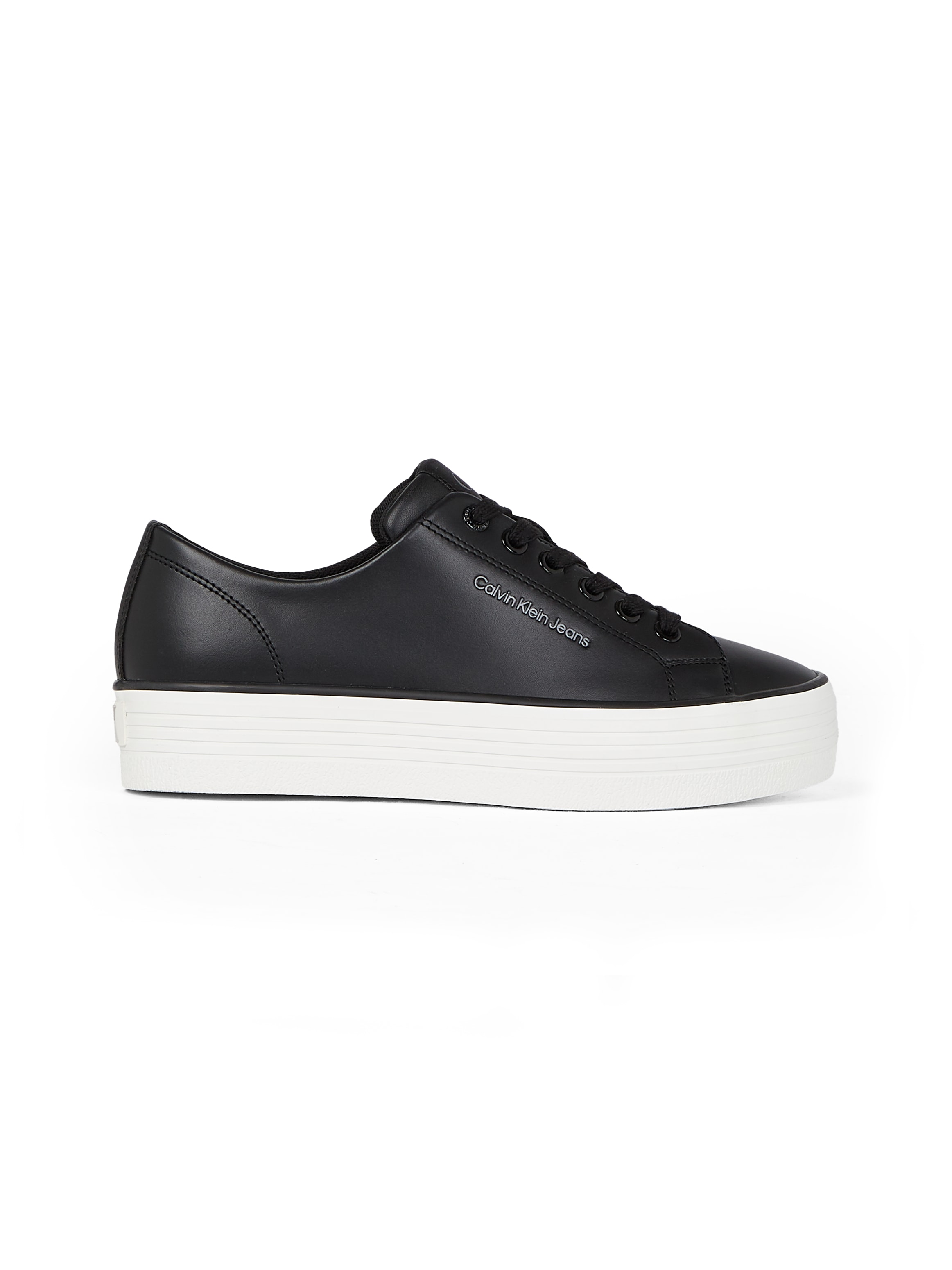 Calvin Klein Jeans Sneaker »BOLD VULC FLATF LOW LTH IN«, Halbschuh, Schnürschuh, Freizeitschuh mit CK-Logo an der Ferse