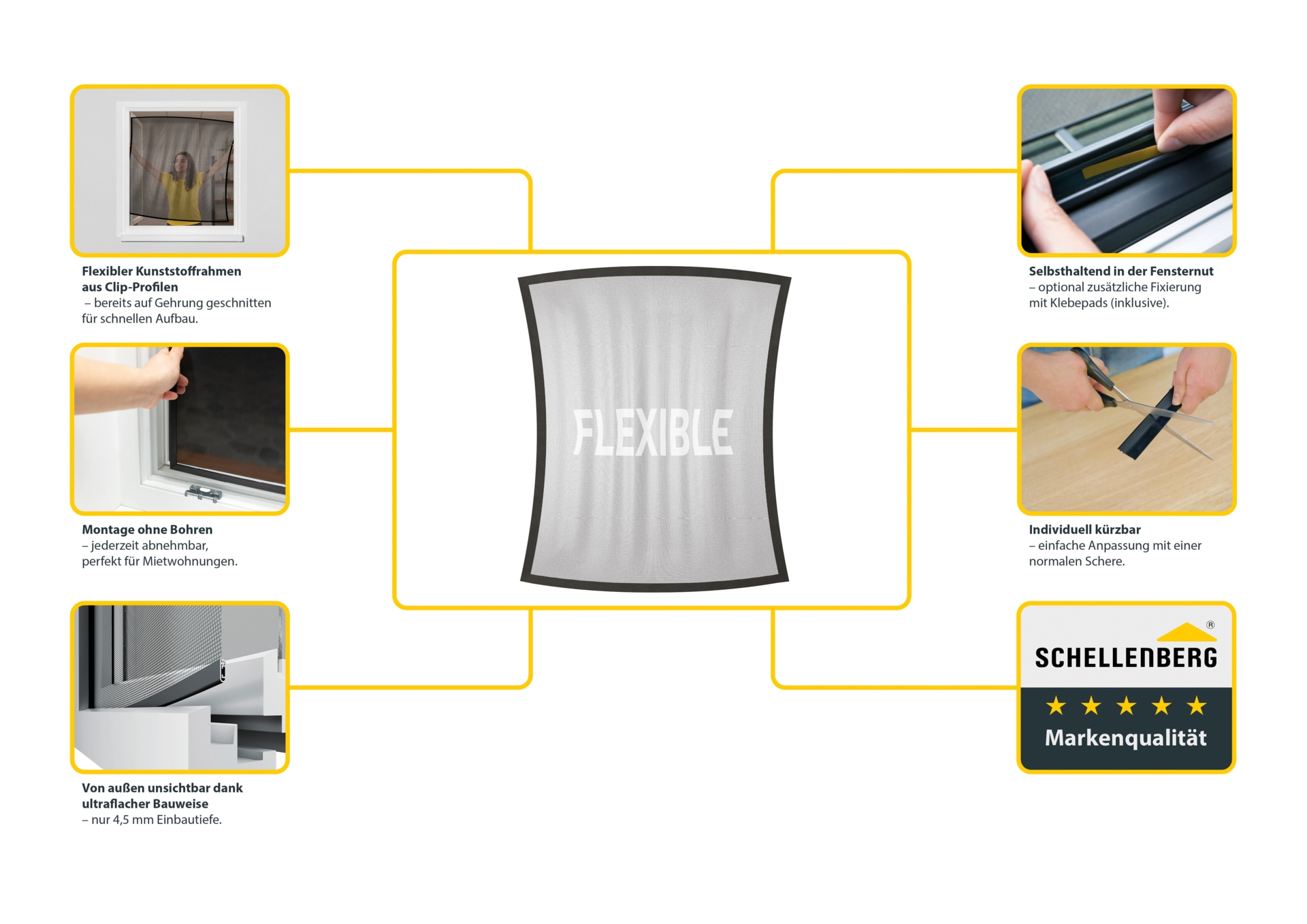SCHELLENBERG Insektenschutz-Fensterrahmen »ohne bohren, Fliegengitter-Pop-up-Fenster, flexibel« 1 Stk. tlg. zum Einspannen, 100 x 120 cm, anthrazit