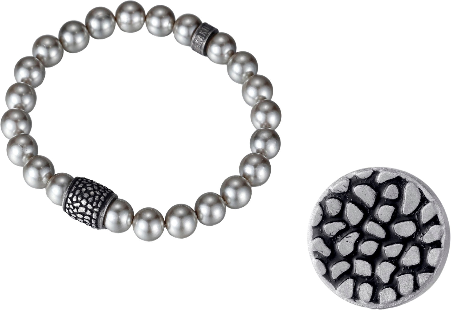 KINGKA Damen Schmuckset "Mulitpack Schmuck Geschenk Edelstahl Armband Ohrstecker", grau, Edelstahl, Perlen, Schmuck_Sets, mit Muschelperlen