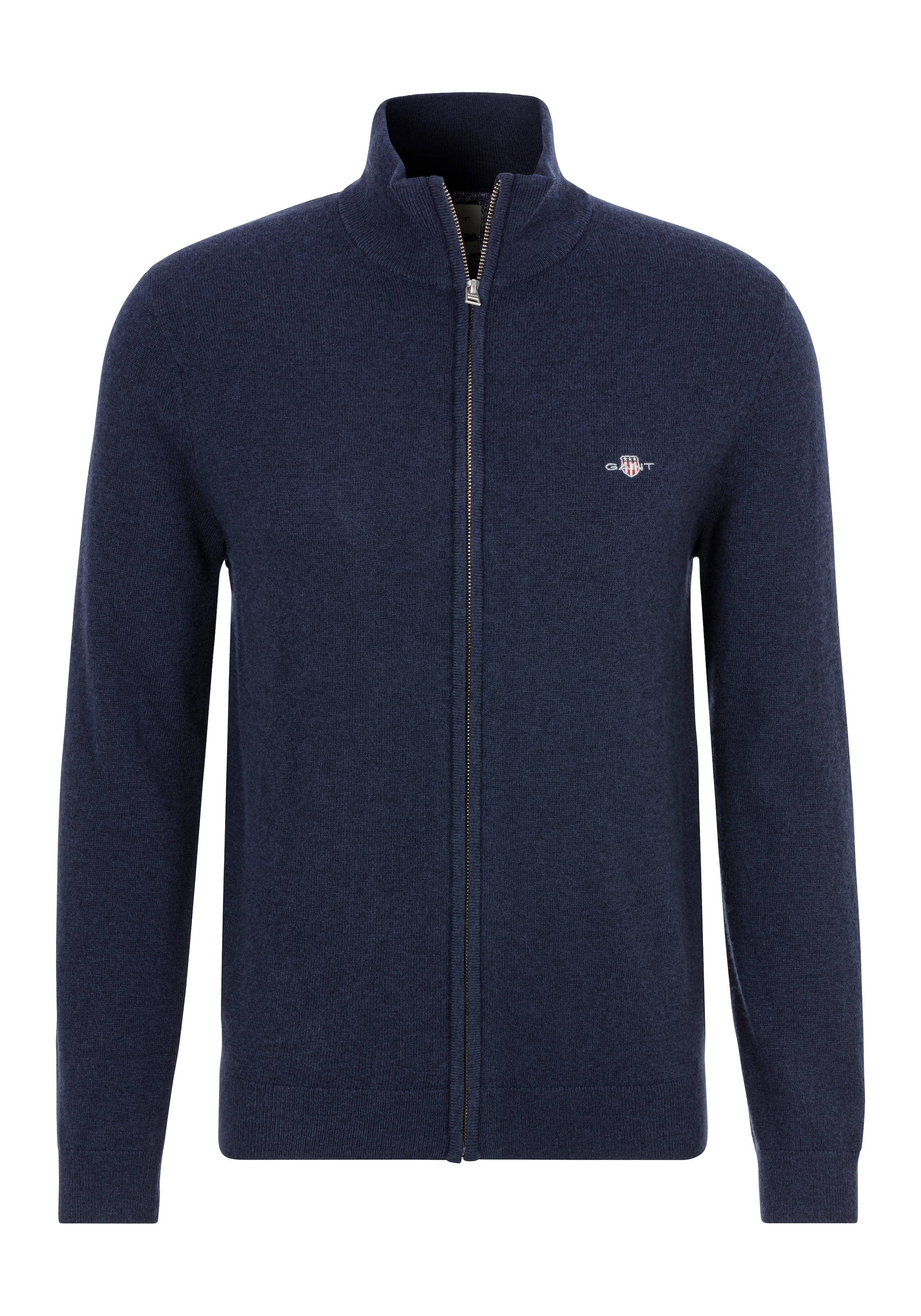 Gant Strickjacke "EXTRAFINE LAMBSWOOL ZIP CARDIGAN", mit Logostickerei