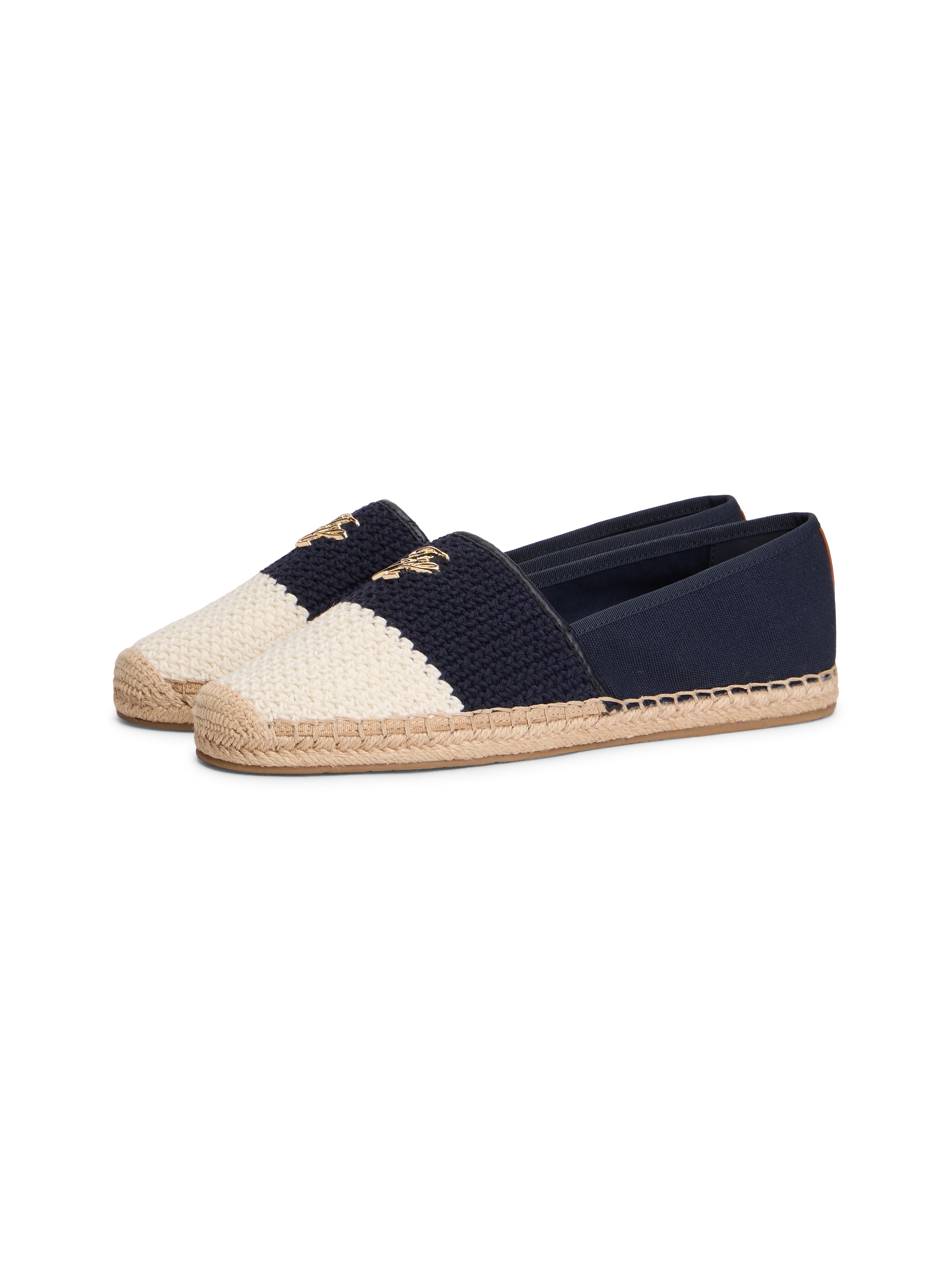 Tommy Hilfiger Espadrille "TH SCRIPT CROCHET ESPADRILLE" Schlupfschuh, Sommerschuh, mit TH-Schmuckelement, schmale Form