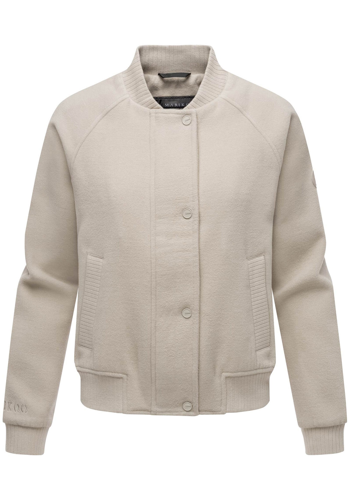 Marikoo Collegejacke »Zunaa«, Modische Jacke im Collegejacken-Stil mit Rippbündchen und Raglanärmeln