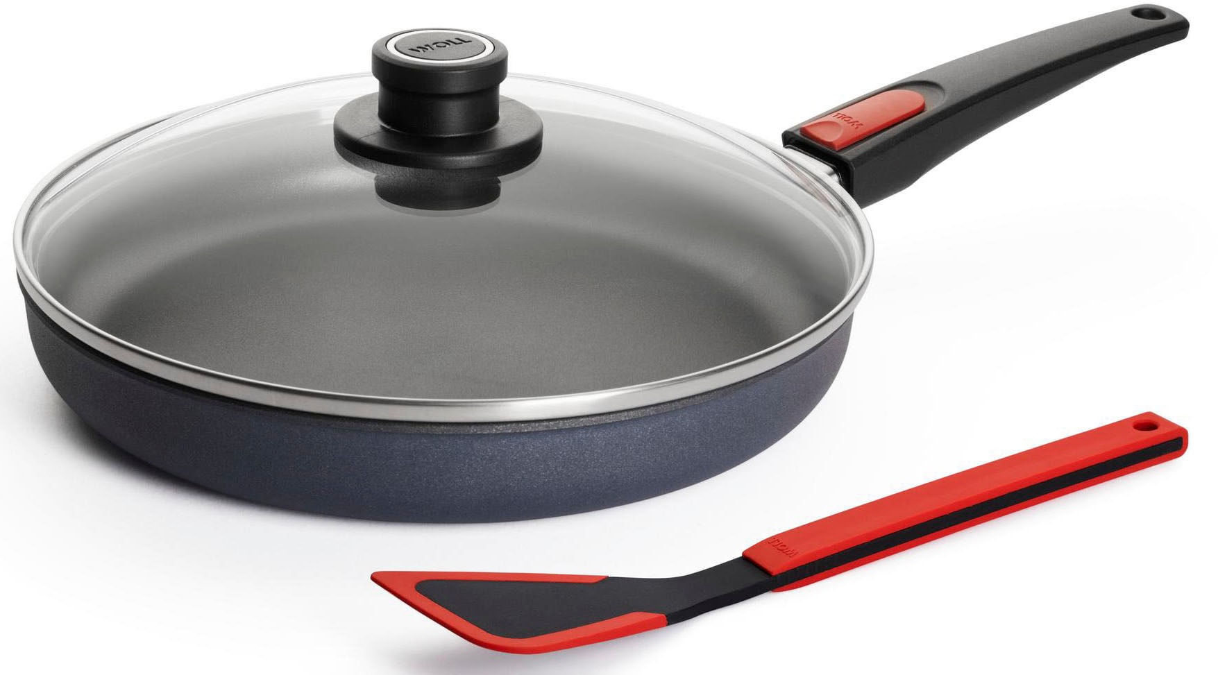WOLL Bratpfanne "MADE IN GERMANY - Diamond Lite" Aluminium Set, 3 Stk. tlg. Induktion, inkl. Pfannenwender, abnehmbarer Stiel