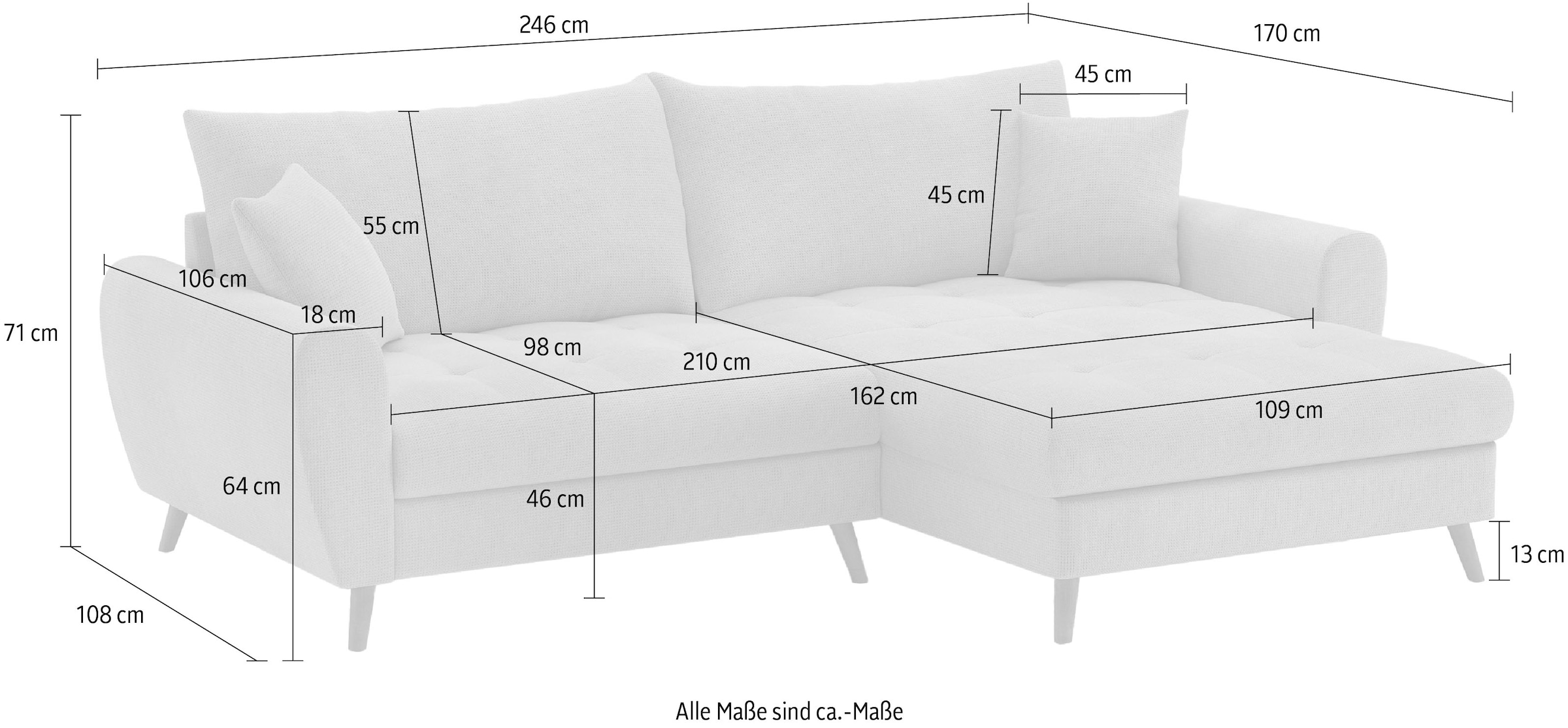 Mr. Couch Ecksofa »Blackburn II L-Form«, Wahlweise mit Kaltschaumpolsterung bis 140 kg belastbar