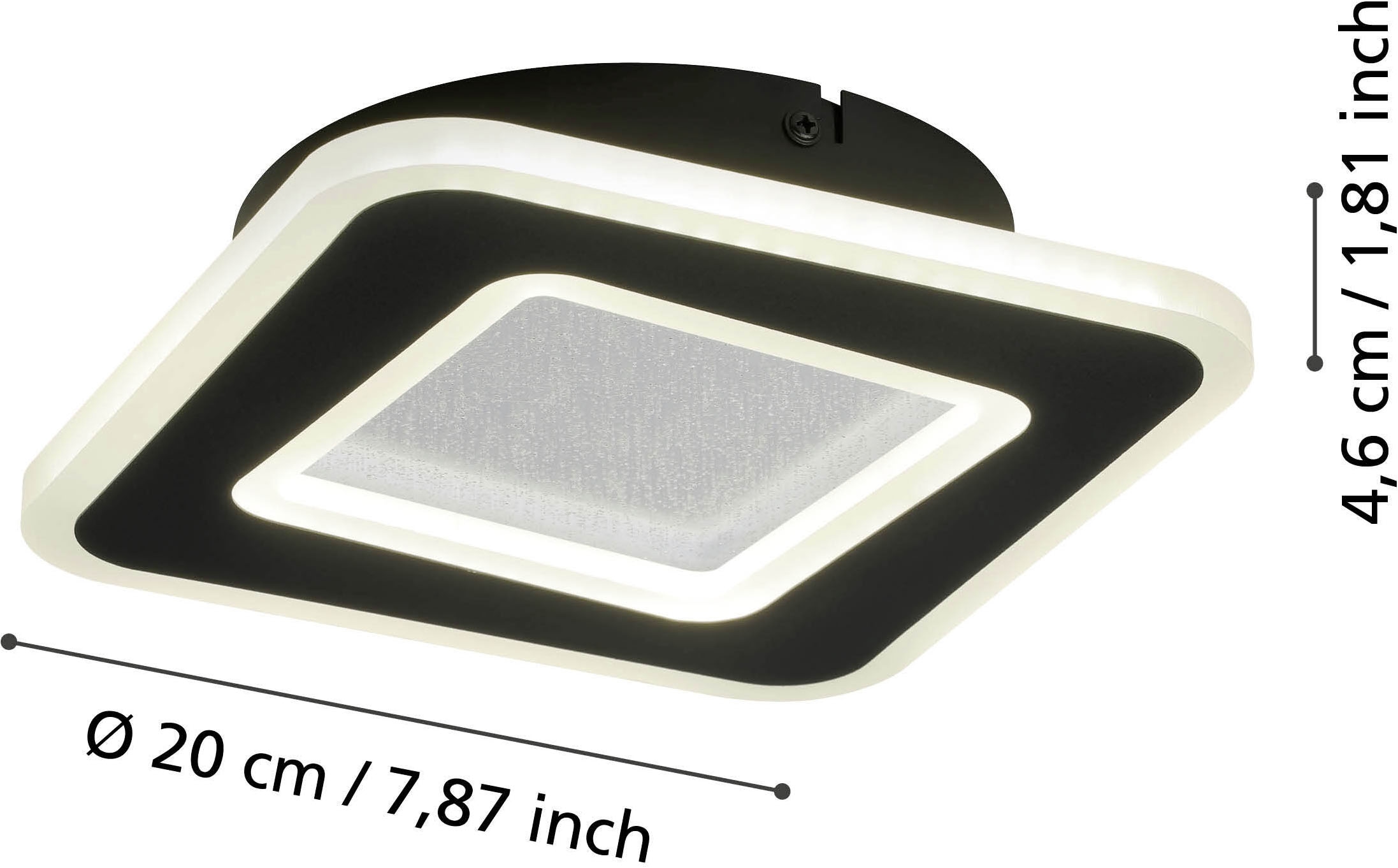 EGLO Wandleuchte »MACCHIONI Wandlampe - Stahl, Kunststoff - LED - 12W - IP20« LED-Modul 1 Stk. Neutralweiß Wandstrahler, Wandspot, Wohnzimmer, Flur, L20 x B20 x AL4,5 cm